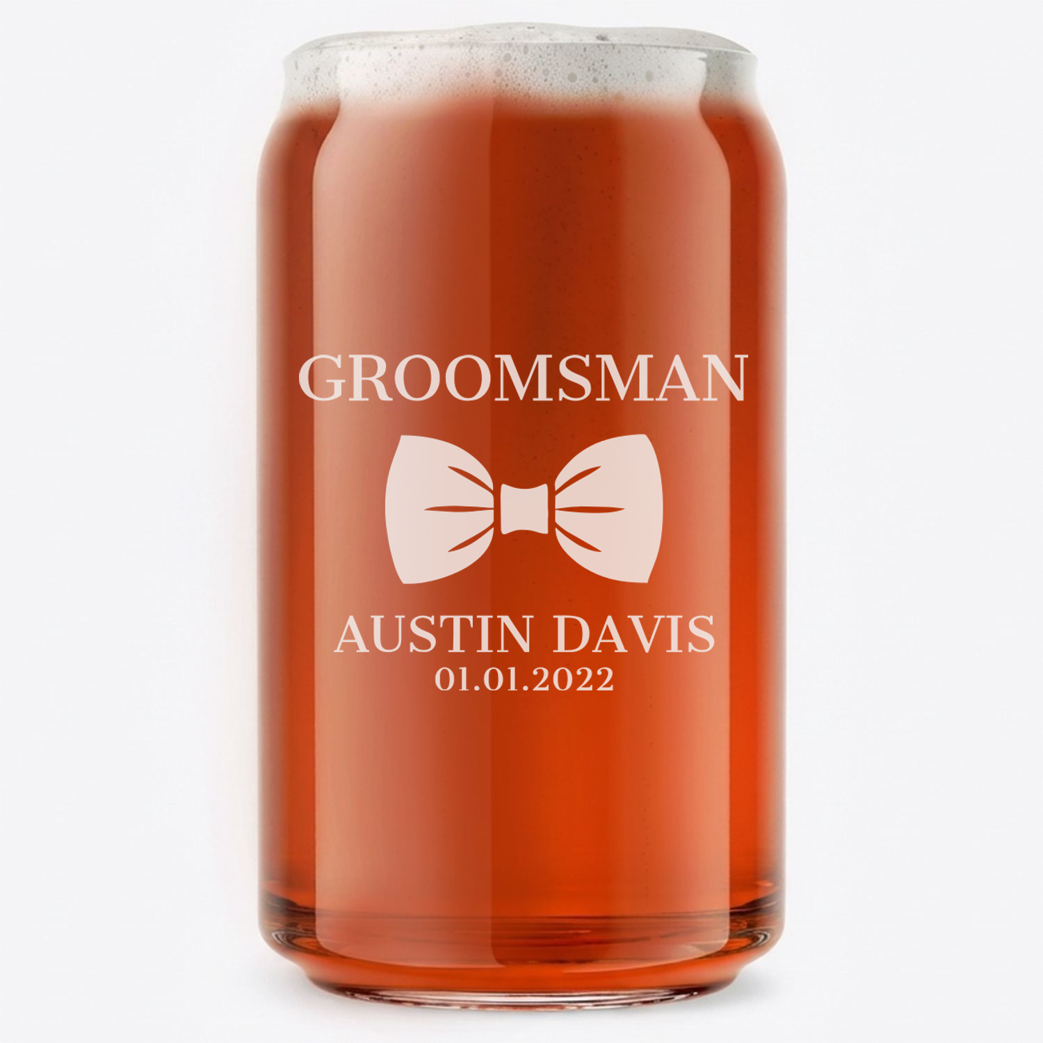 Personalized Beer Can for Groomsmen Custom Engraved 16 oz Beer Can Glass