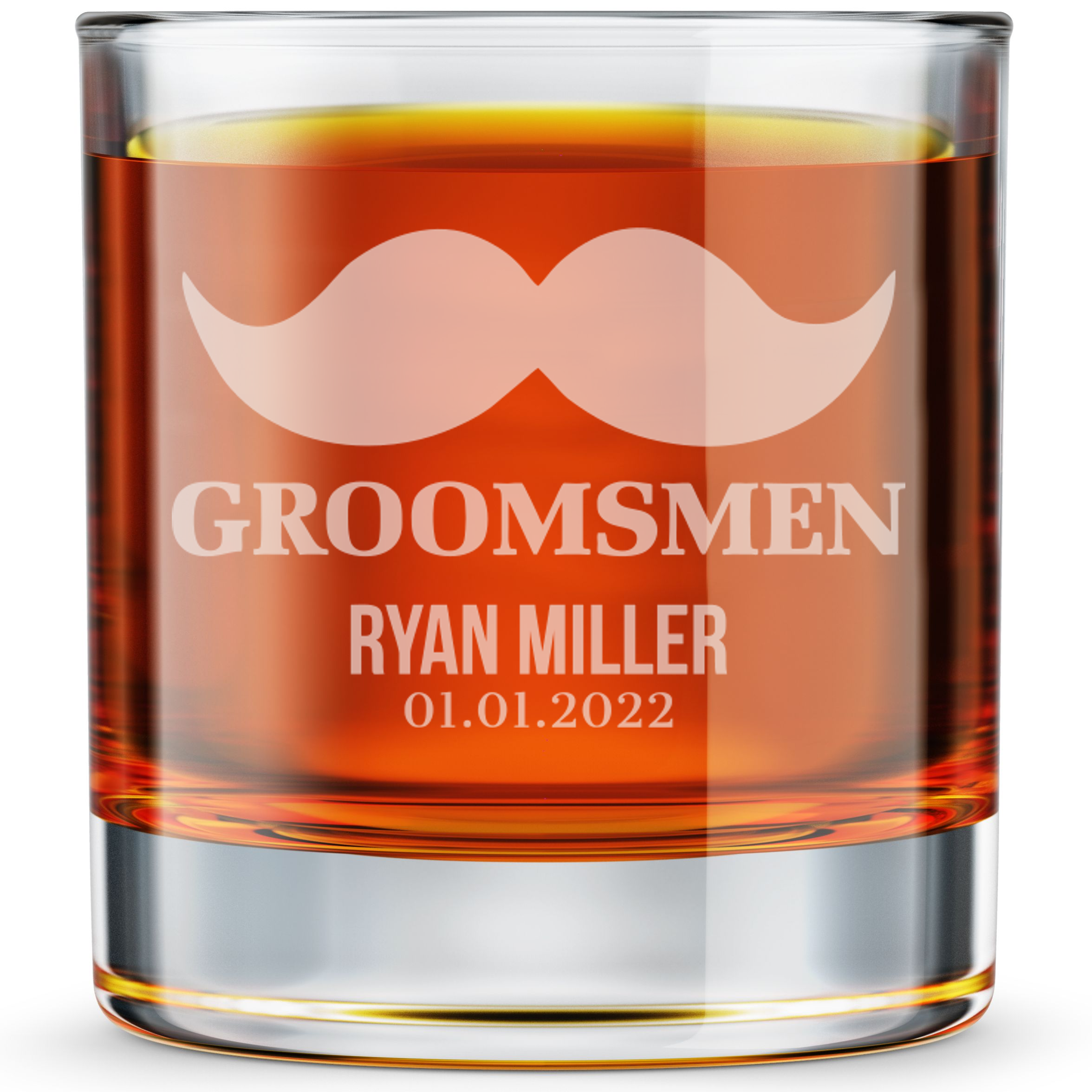 Personalized  Whiskey Glass for Groomsmen Custom Engraved Old Fashioned Glass 11 oz