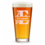Personalized 1 Letter Monogram Pint Glass Custom Engraved 16 oz Tall Pint Glass