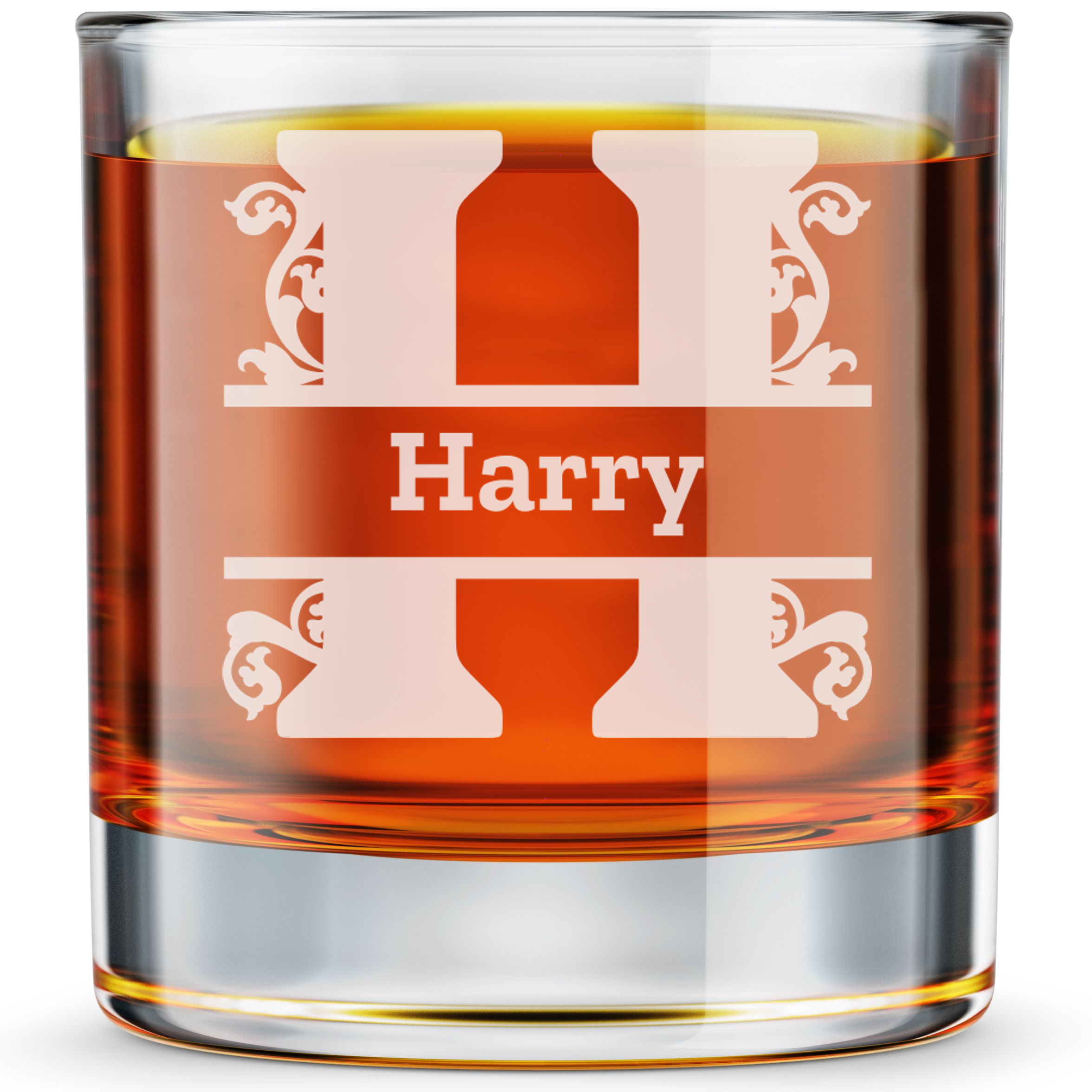 Personalized 1 Letter Monogram Whiskey Glass Custom Engraved Old Fashioned Glass 11 oz