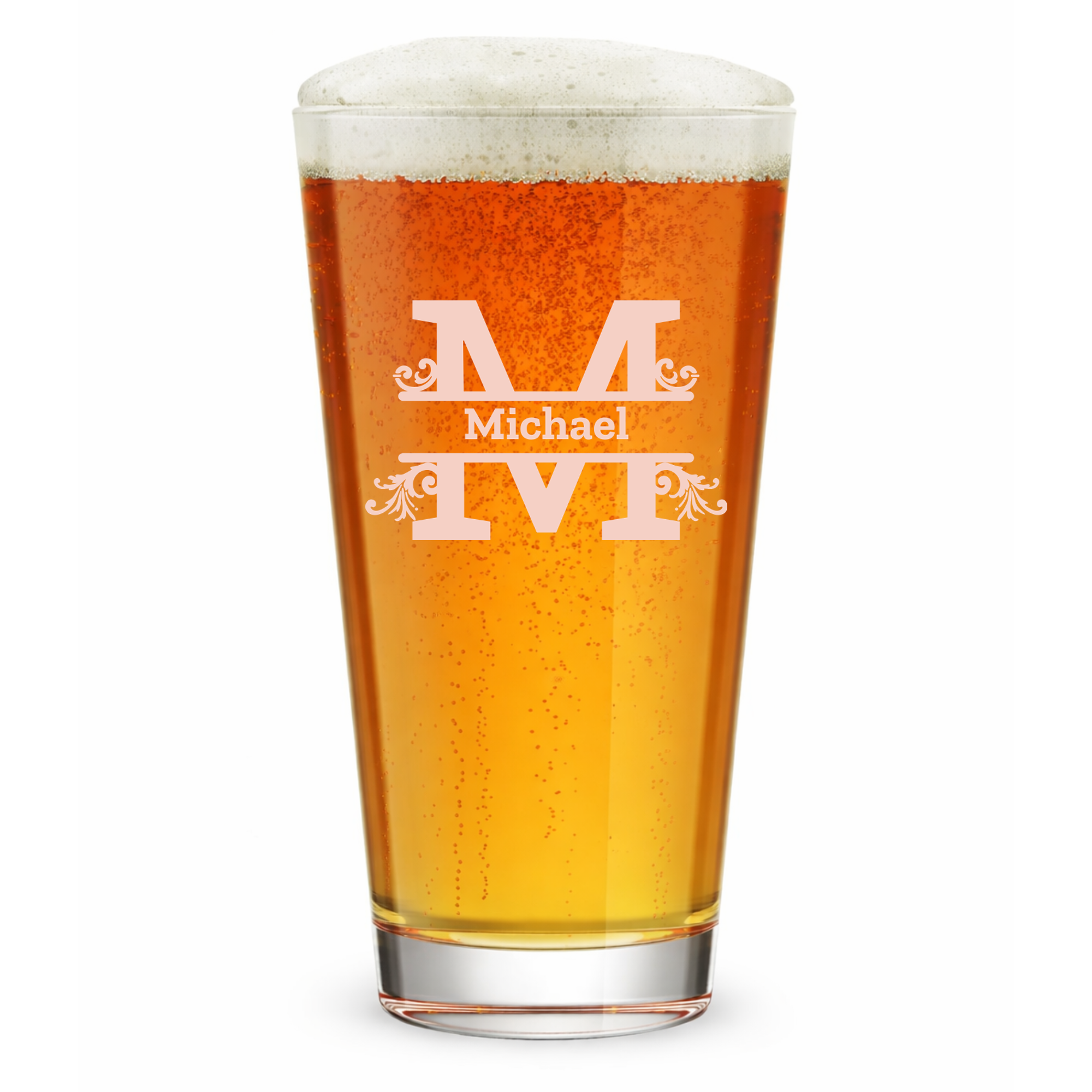 Personalized 1 Letter Monogram Pint Glass Custom Engraved 16 oz Tall Pint Glass