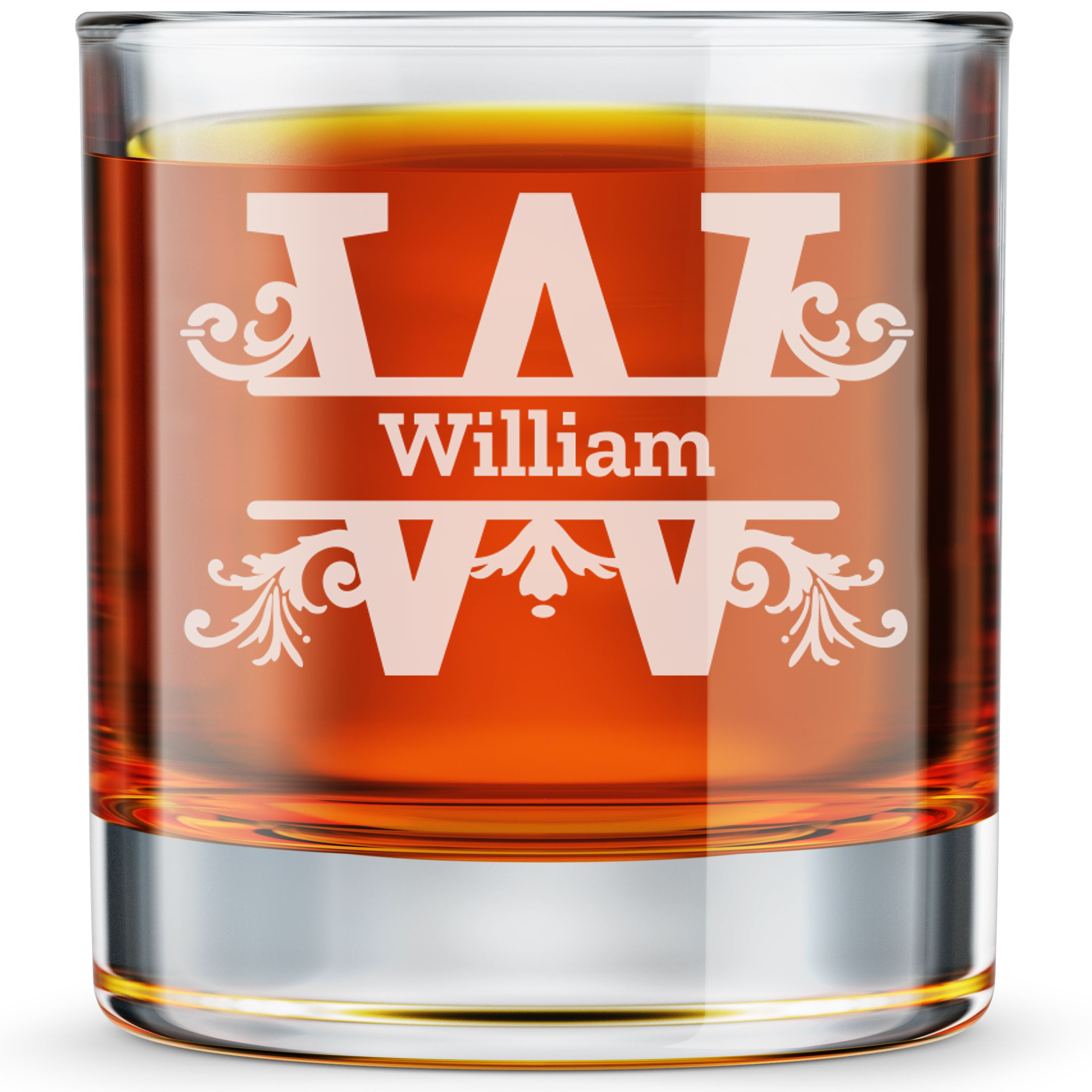Personalized 1 Letter Monogram Whiskey Glass Custom Engraved Old Fashioned Glass 11 oz