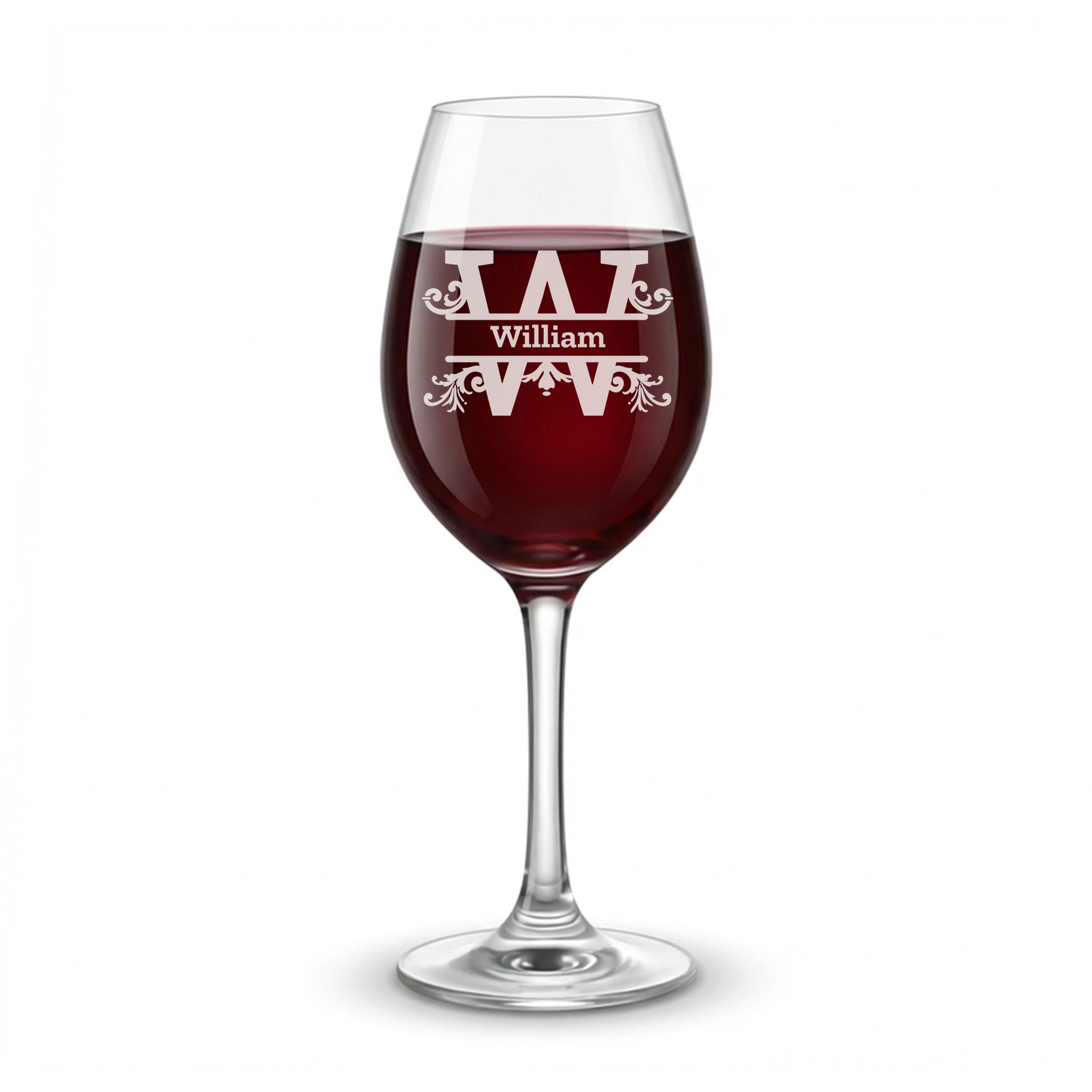 Personalized 1 Letter Monogram Wine Glass Custom Engraved 13 oz Wine Glass