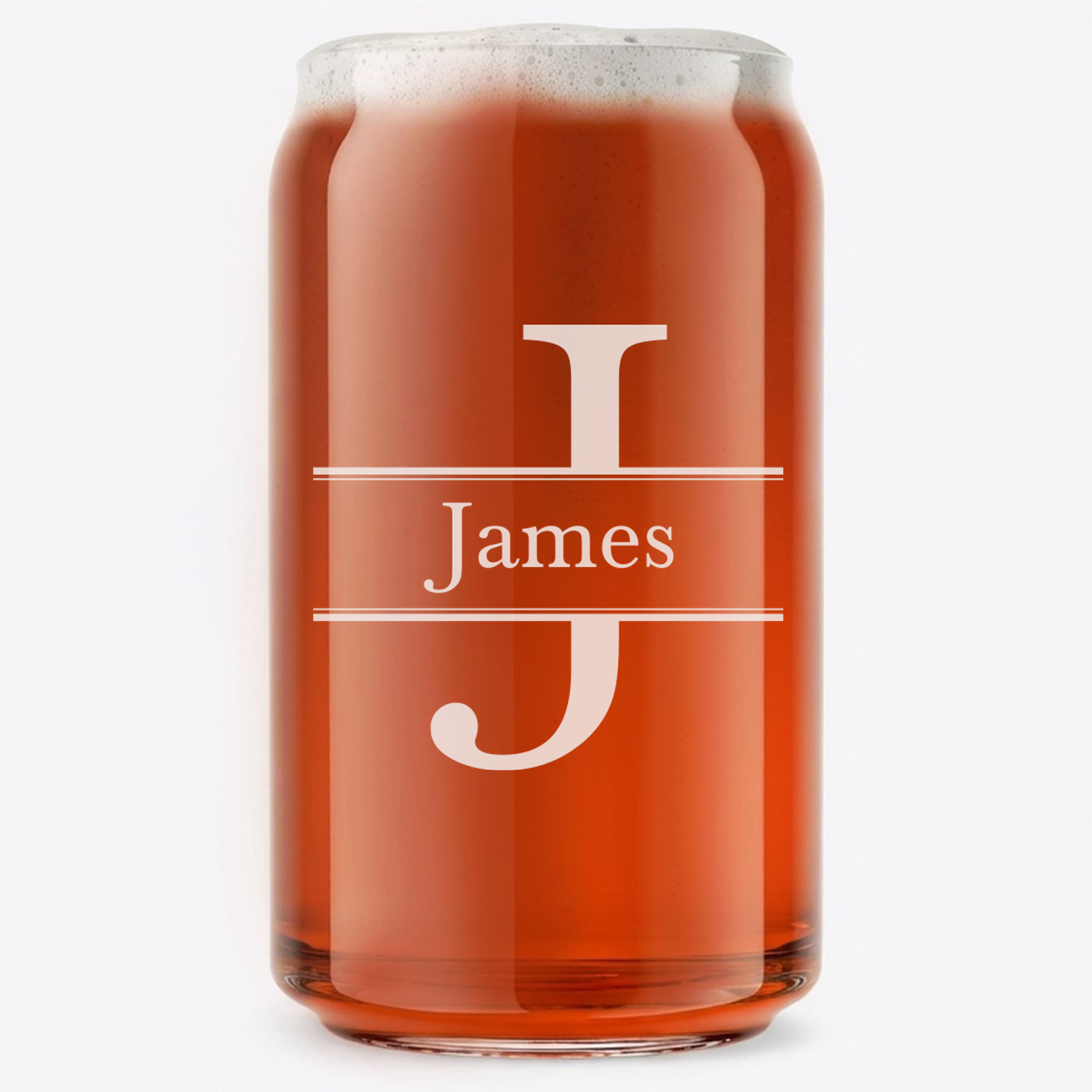 Personalized 1 Letter Monogram Beer Can Custom Engraved 16 oz Beer Can Glass