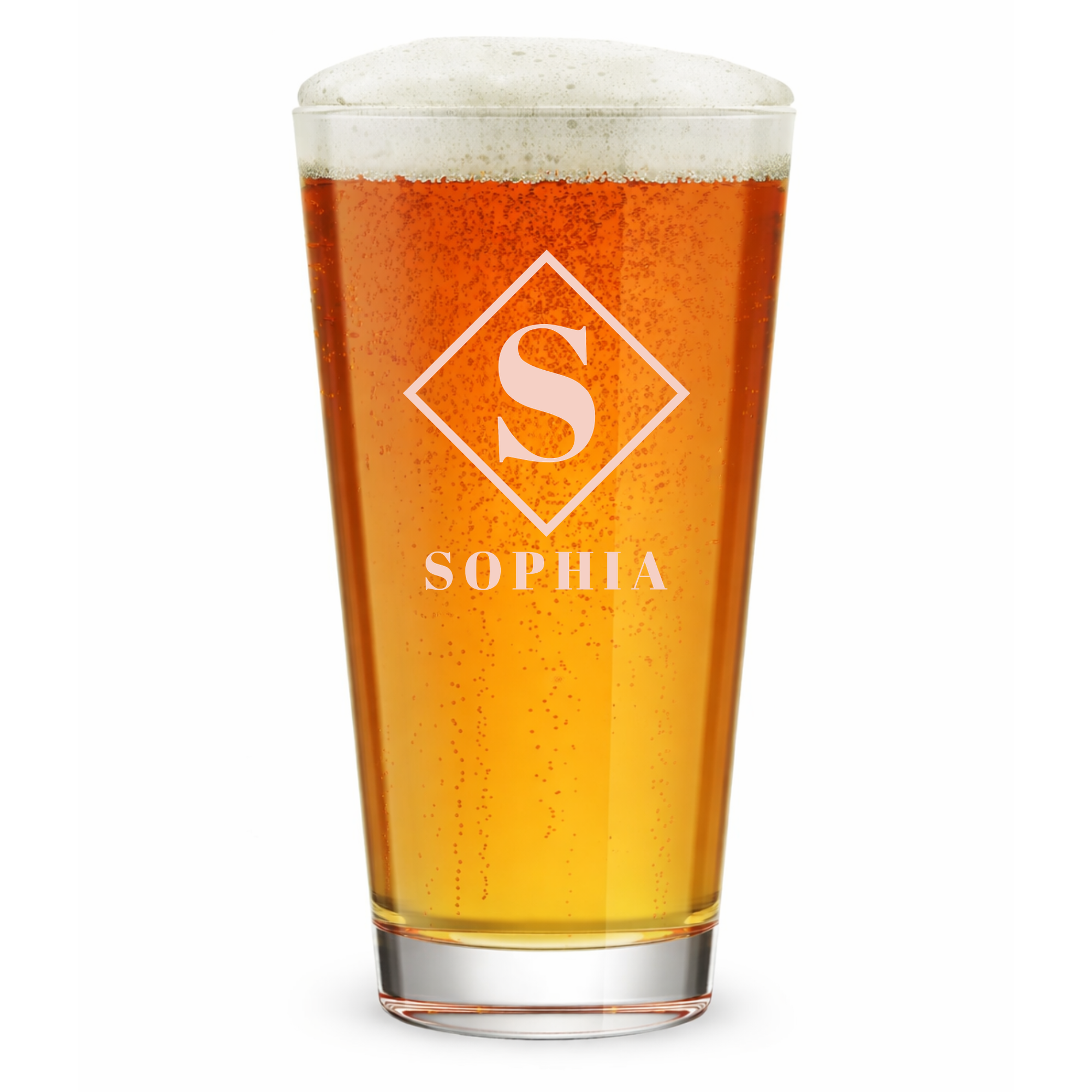 Personalized 1 Letter Monogram Pint Glass Custom Engraved 16 oz Tall Pint Glass