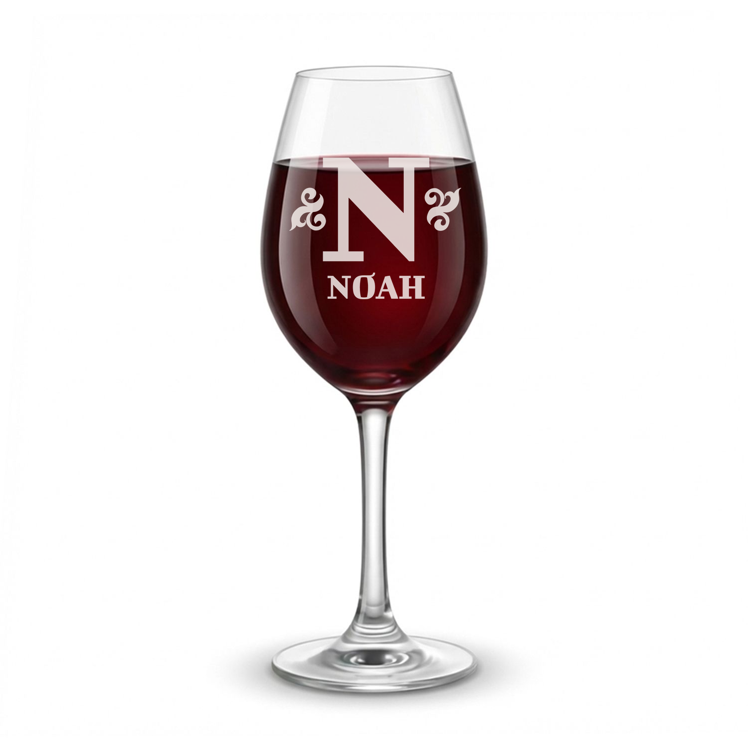 Personalized 1 Letter Monogram Wine Glass Custom Engraved 13 oz Wine Glass