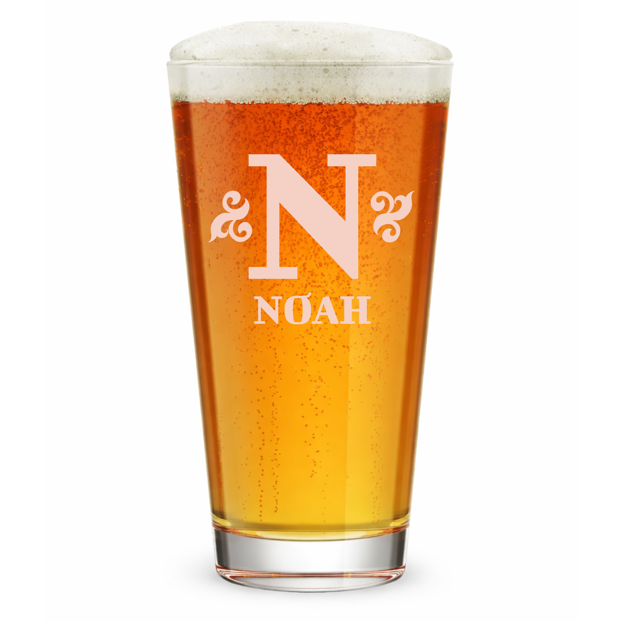 Personalized 1 Letter Monogram Pint Glass Custom Engraved 16 oz Tall Pint Glass
