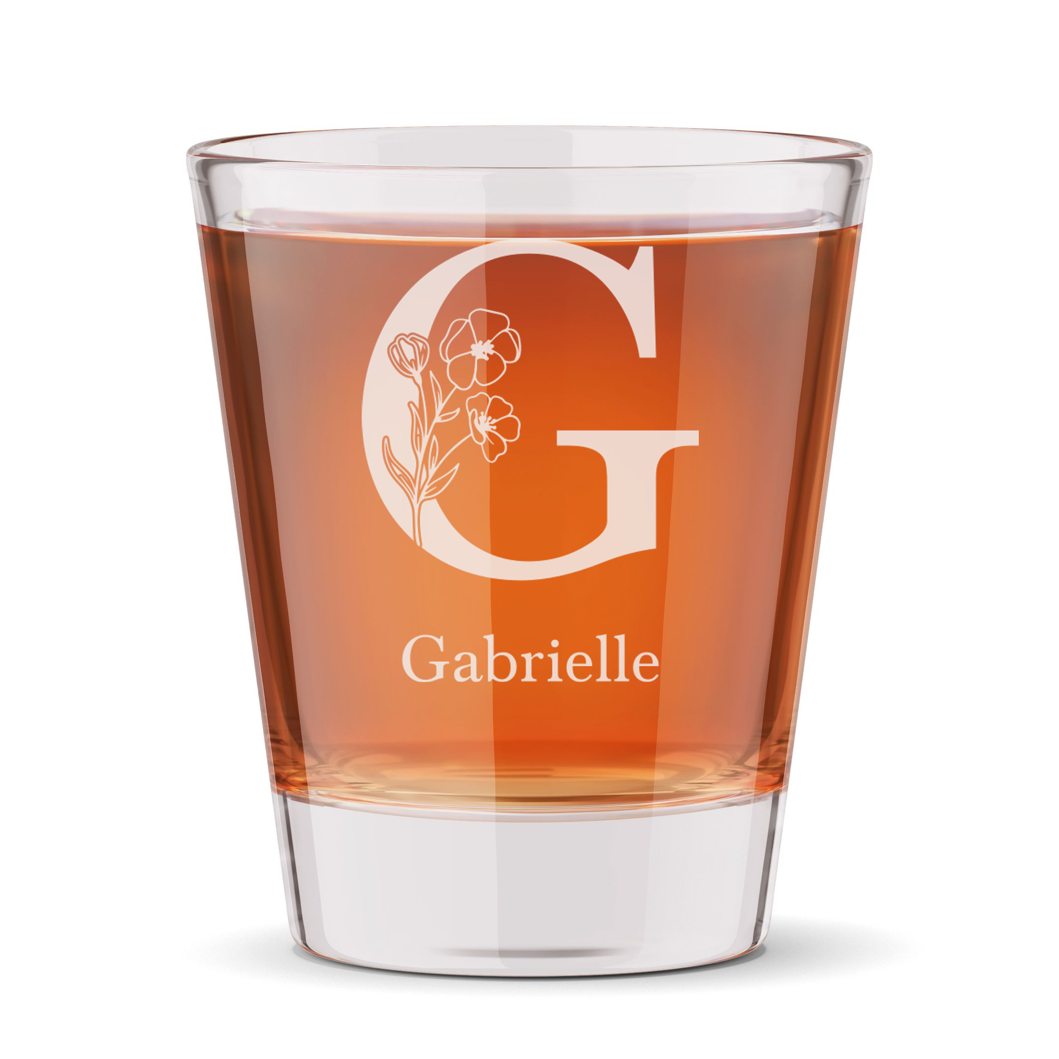 Personalized 1 Letter with Name Monogram Shot Glass Custom Engraved 1.5 oz Shot Glass