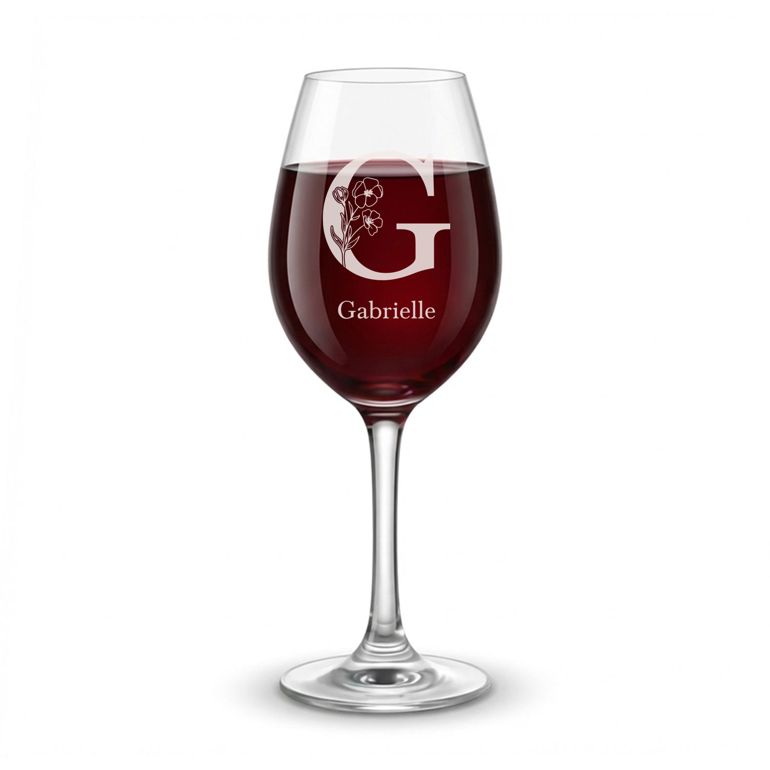 Personalized 1 Letter with Name Monogram Wine Glass Custom Engraved 13 oz Wine Glass