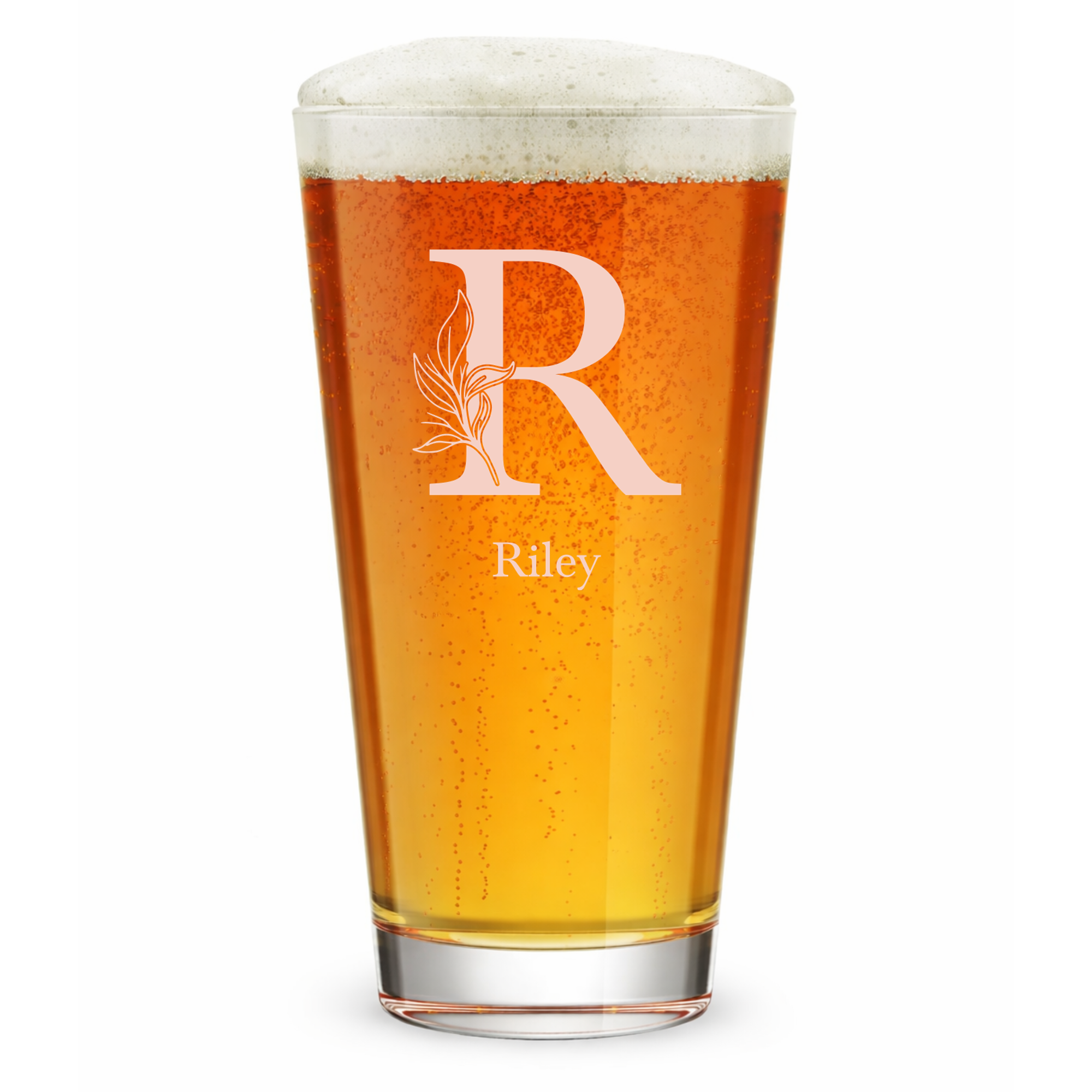 Personalized 1 Letter with Name Monogram Pint Glass Custom Engraved 16 oz Tall Pint Glass