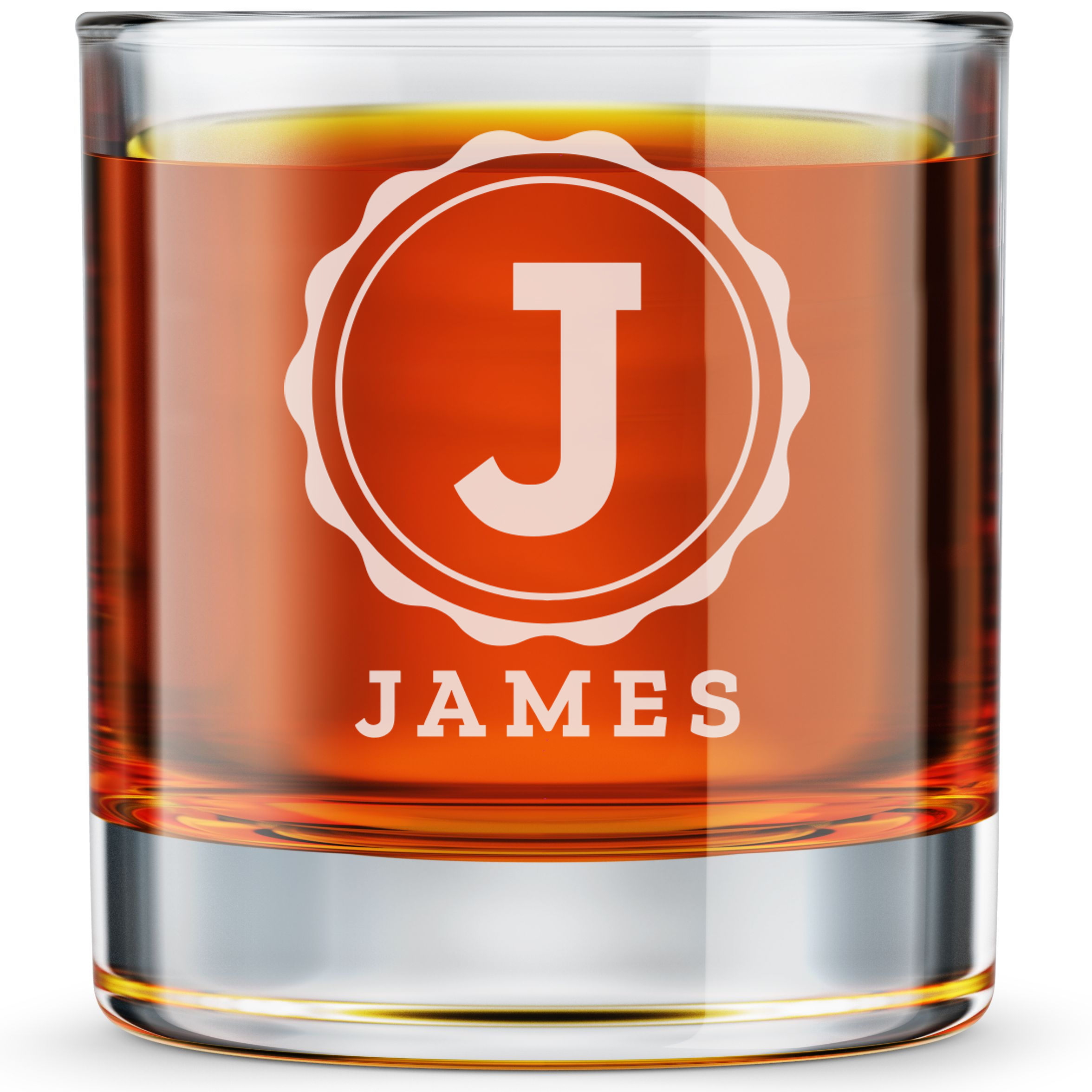 Personalized 1 Letter with Name Monogram Whiskey Glass Custom Engraved Old Fashioned Glass 11 oz