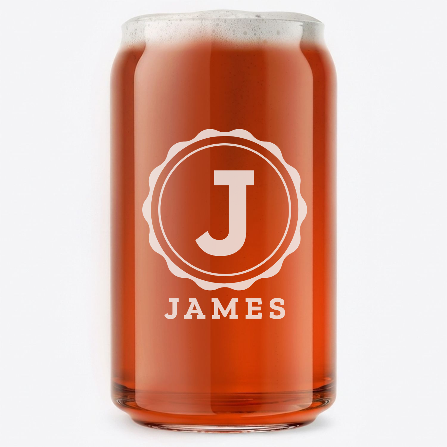 Personalized 1 Letter with Name Monogram Beer Can Custom Engraved 16 oz Beer Can Glass