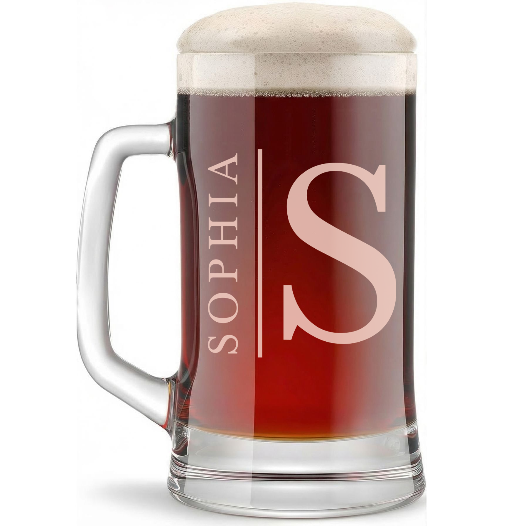 Personalized 1 Letter with Name Monogram Beer Mug Custom Engraved 16 oz Glass Beer Mug
