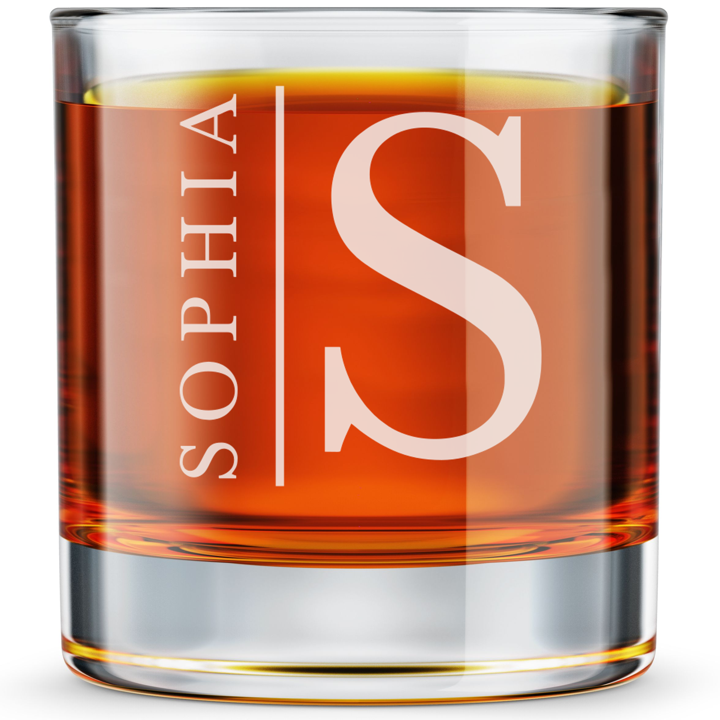 Personalized 1 Letter with Name Monogram Whiskey Glass Custom Engraved Old Fashioned Glass 11 oz