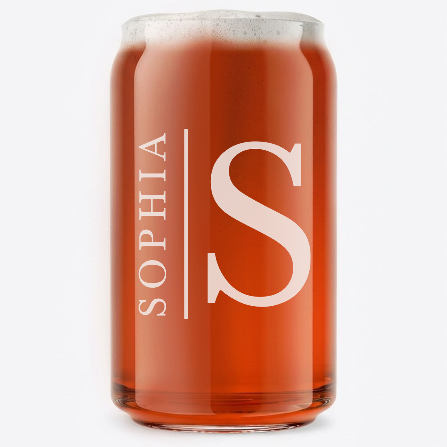 Personalized 1 Letter with Name Monogram Beer Can Custom Engraved 16 oz Beer Can Glass