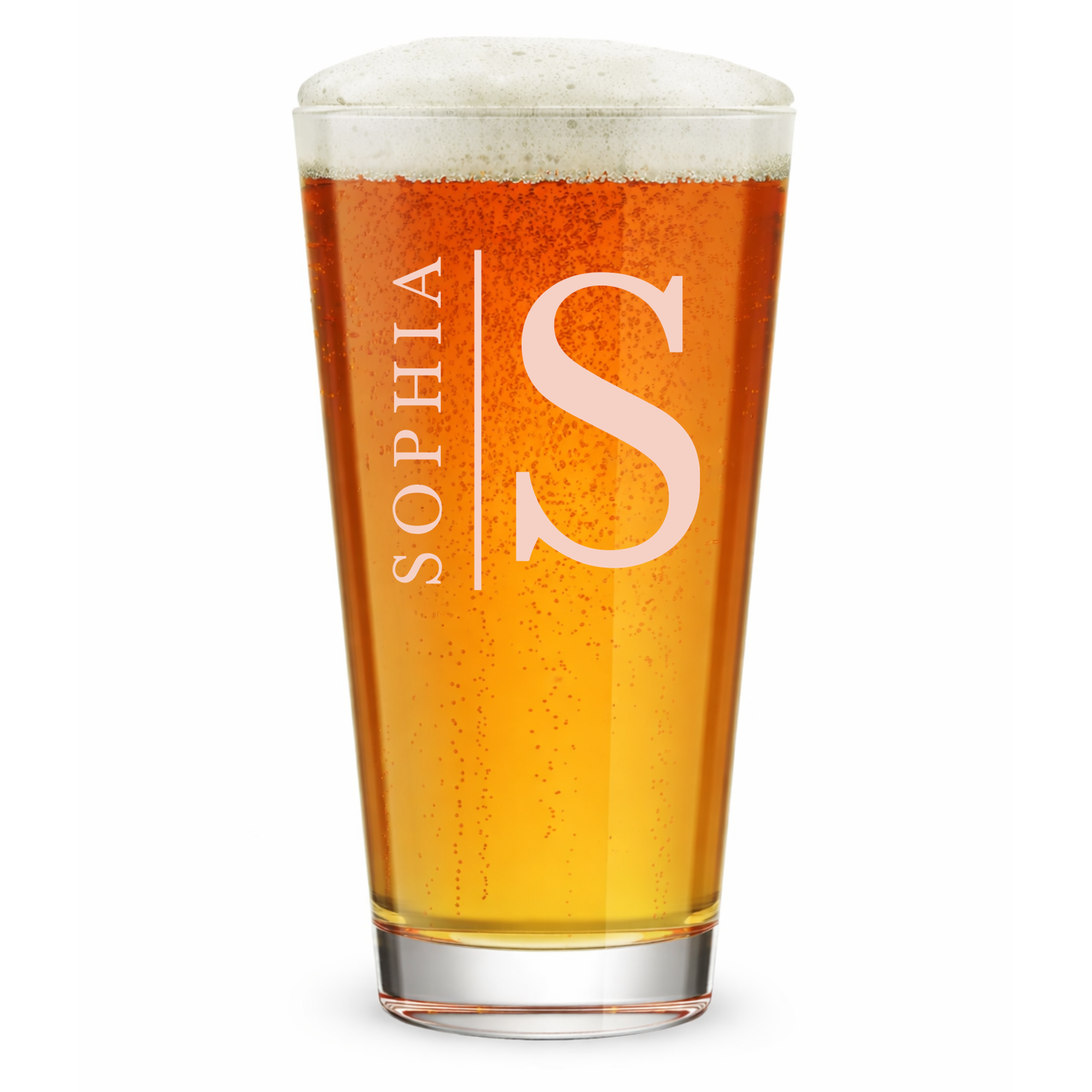 Personalized 1 Letter with Name Monogram Pint Glass Custom Engraved 16 oz Tall Pint Glass