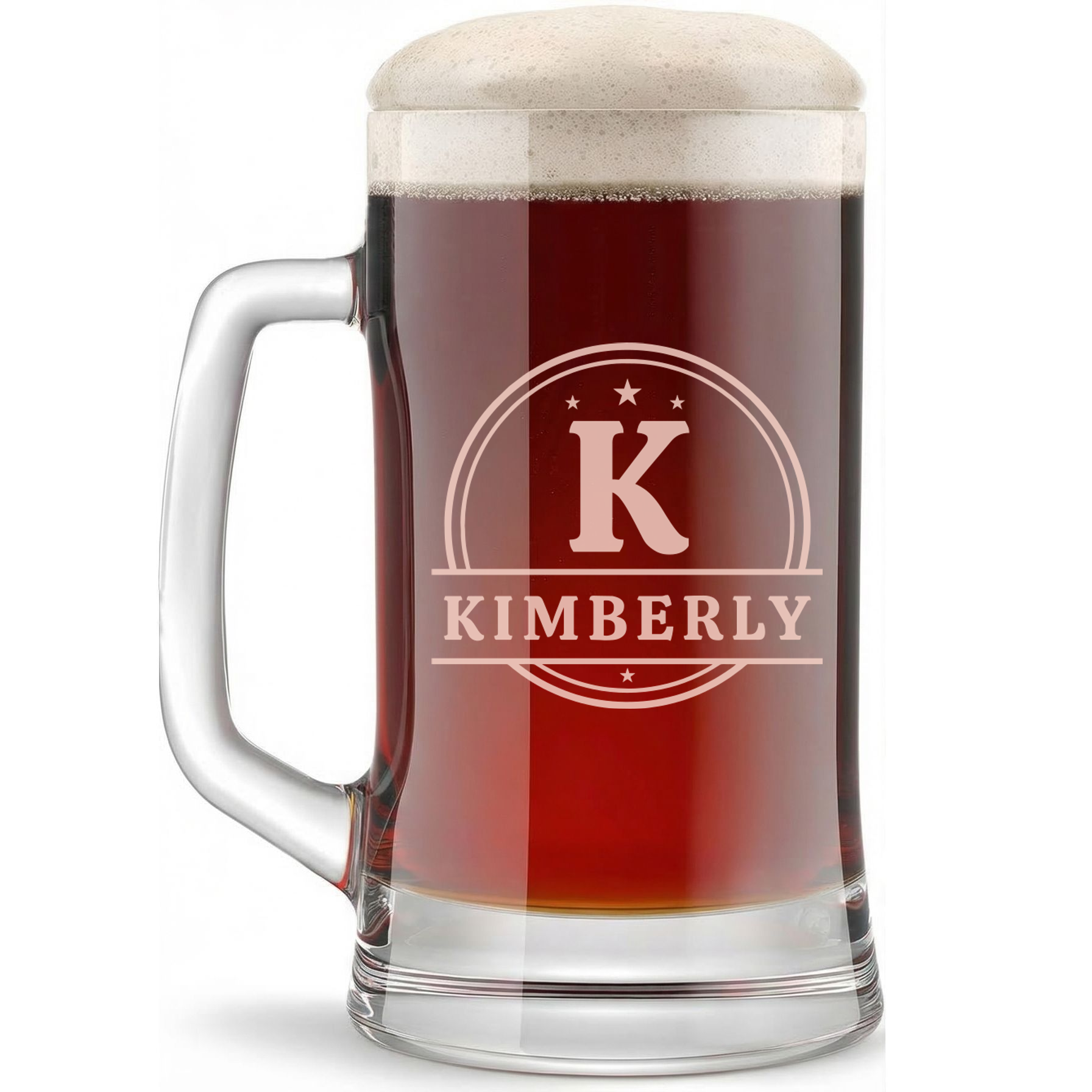 Personalized 1 Letter with Name Monogram Beer Mug Custom Engraved 16 oz Glass Beer Mug