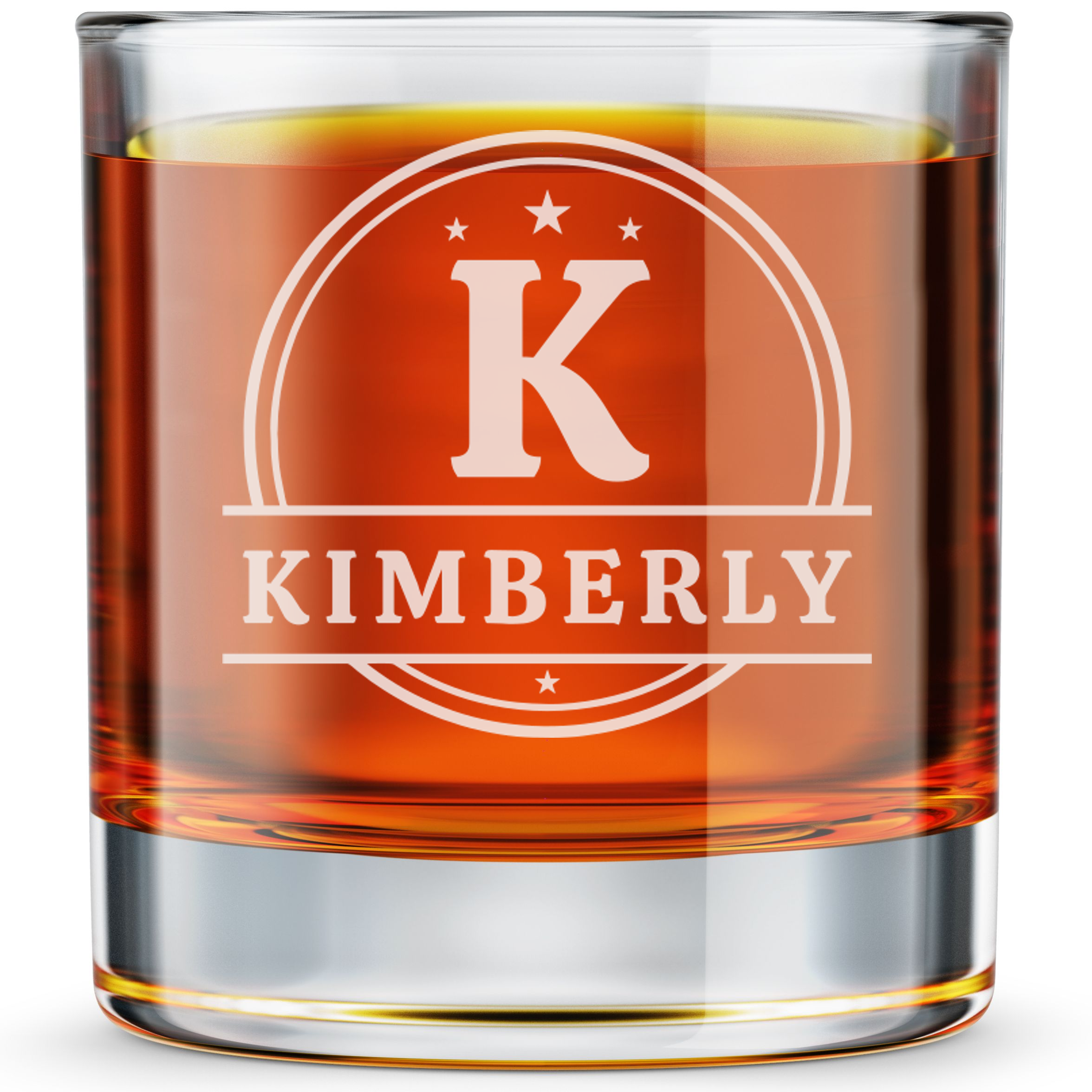 Personalized 1 Letter with Name Monogram Whiskey Glass Custom Engraved Old Fashioned Glass 11 oz