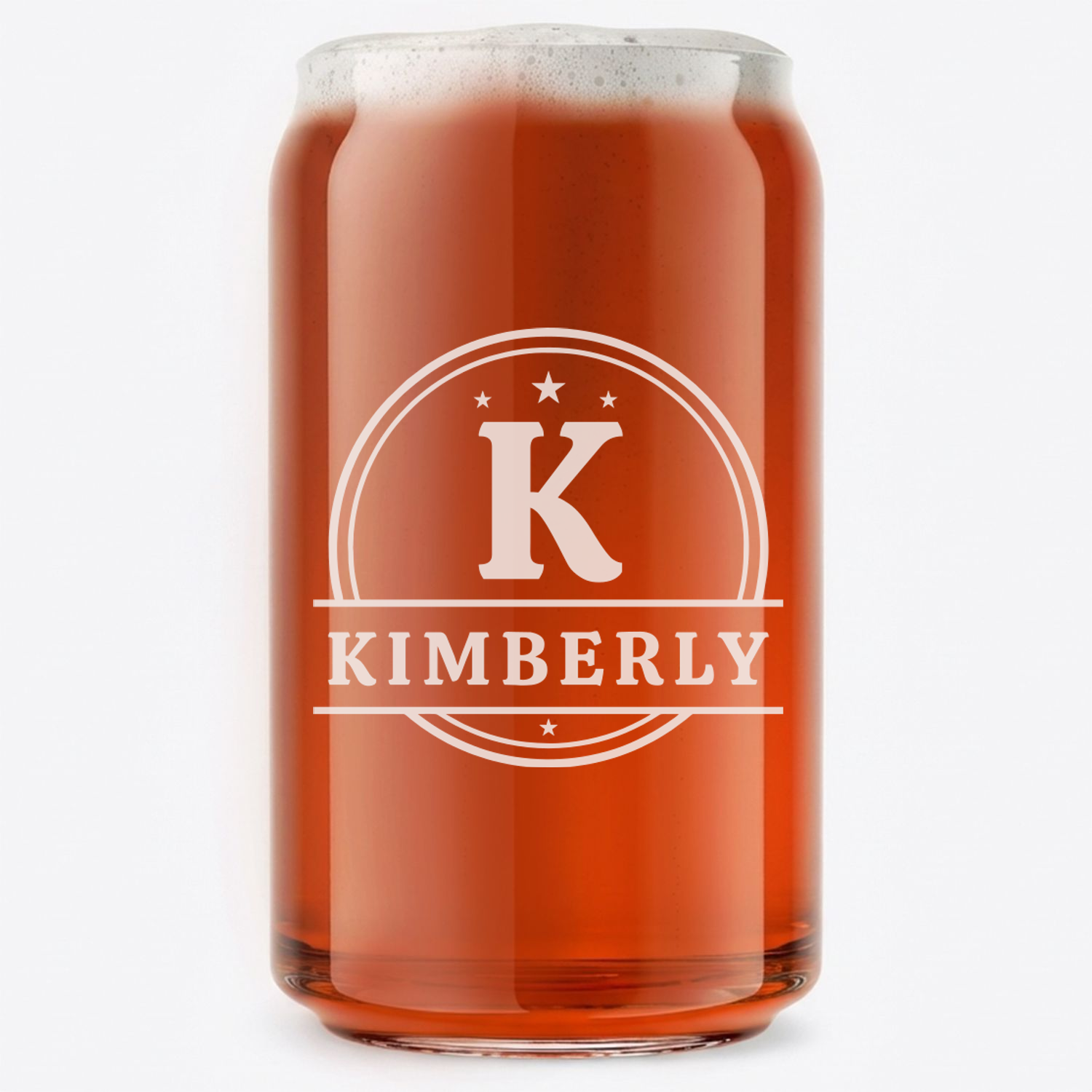 Personalized 1 Letter with Name Monogram Beer Can Custom Engraved 16 oz Beer Can Glass