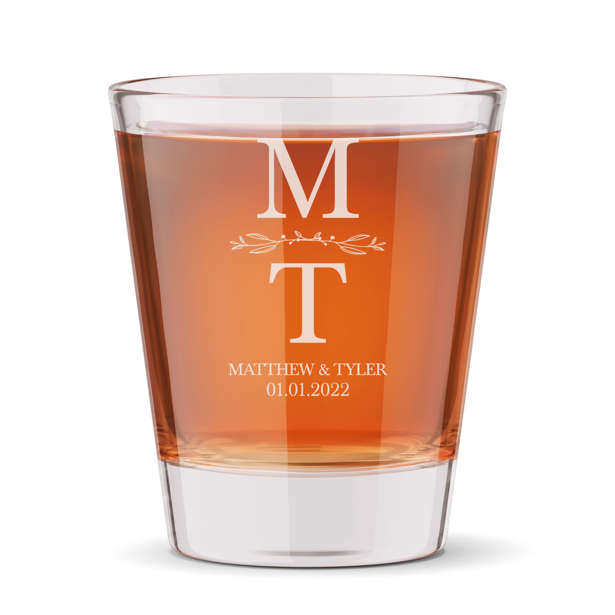 Personalized Wedding Themed Shot Glass Custom Engraved 1.5 oz Shot Glass