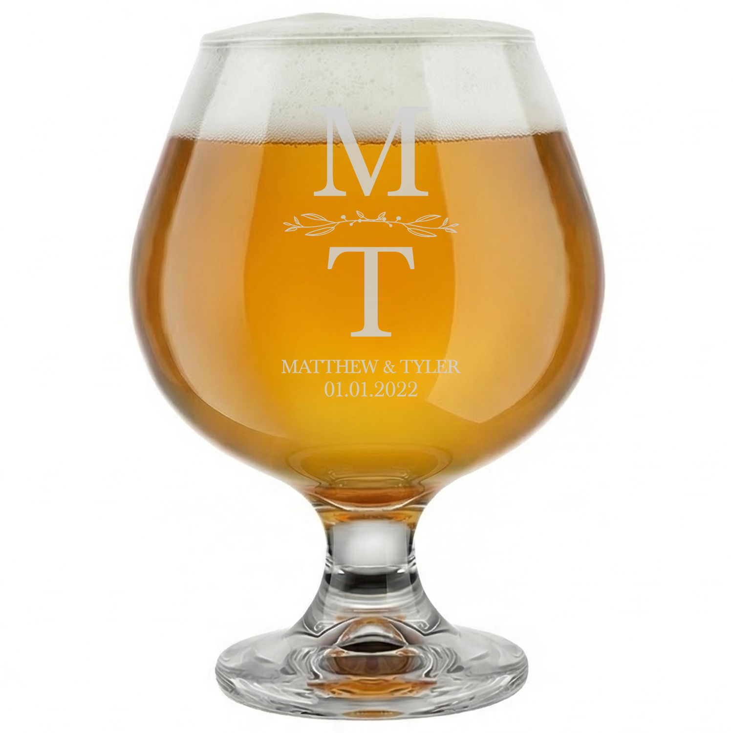 Personalized Wedding Themed Snifter Custom Engraved 9 oz Snifter Glass