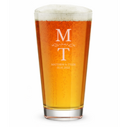 Personalized Wedding Themed Pint Glass Custom Engraved 16 oz Tall Pint Glass