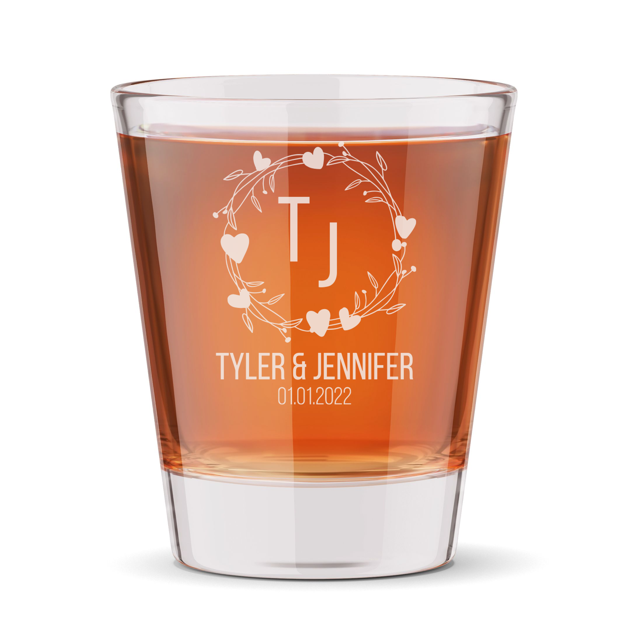 Personalized Wedding Themed Shot Glass Custom Engraved 1.5 oz Shot Glass