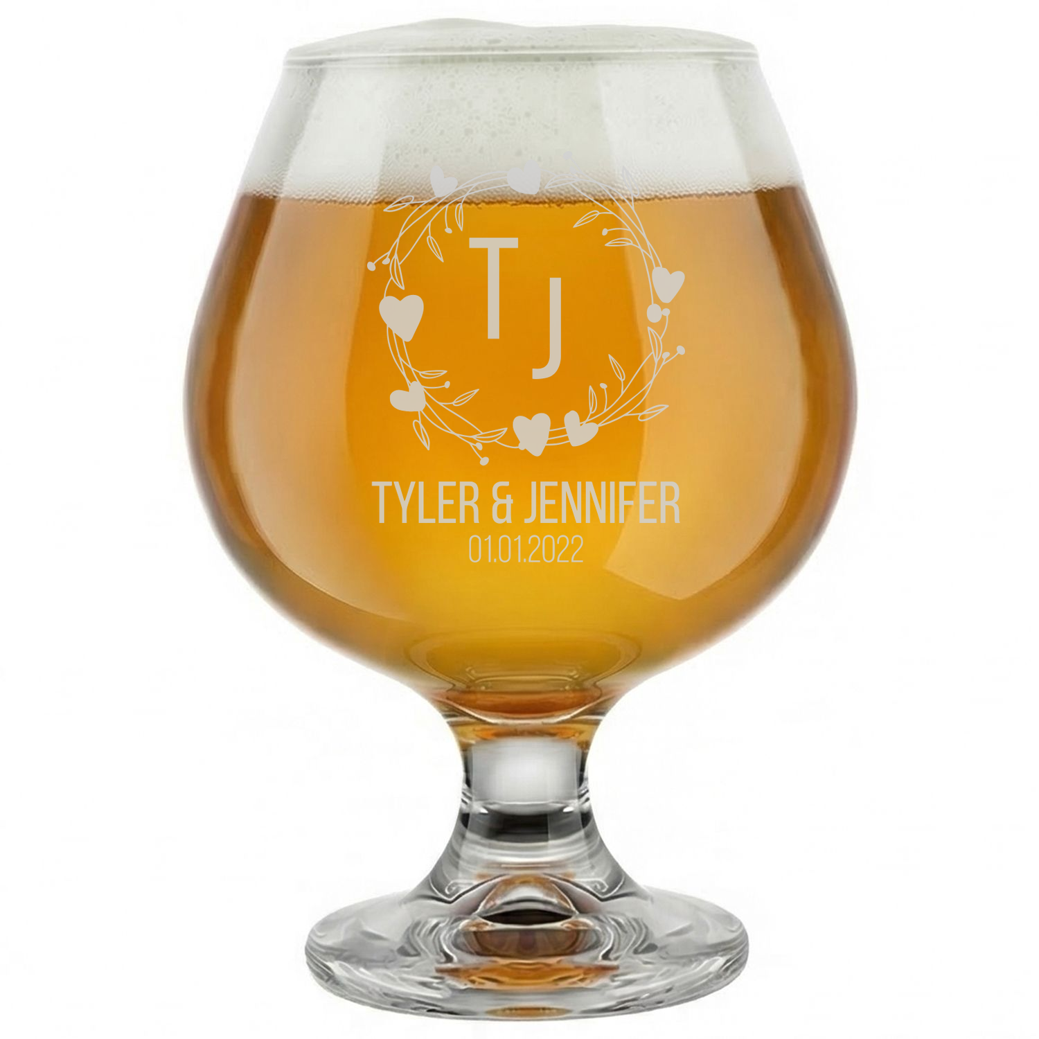 Personalized Wedding Themed Snifter Custom Engraved 9 oz Snifter Glass