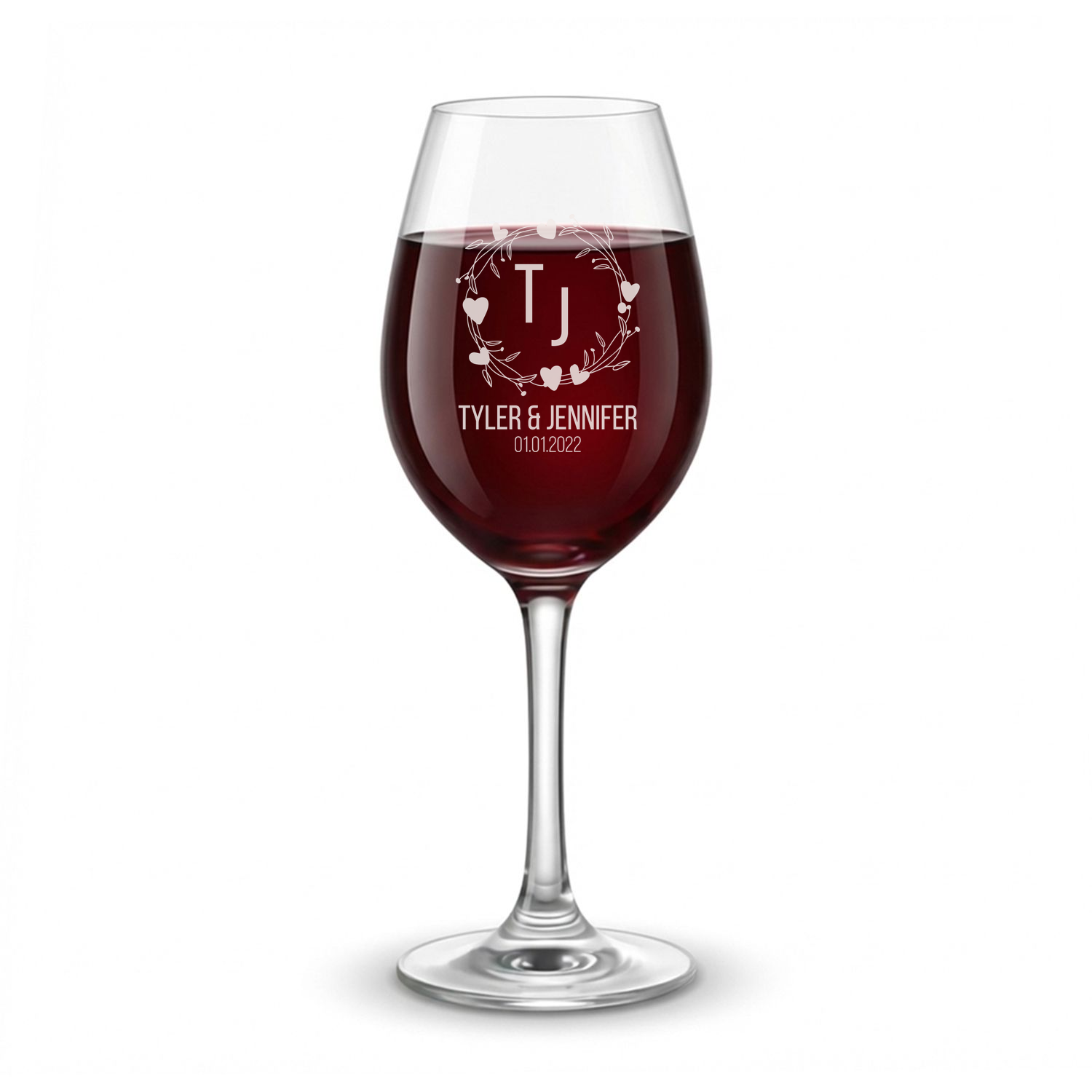 Personalized Wedding Themed Wine Glass Custom Engraved 13 oz Wine Glass