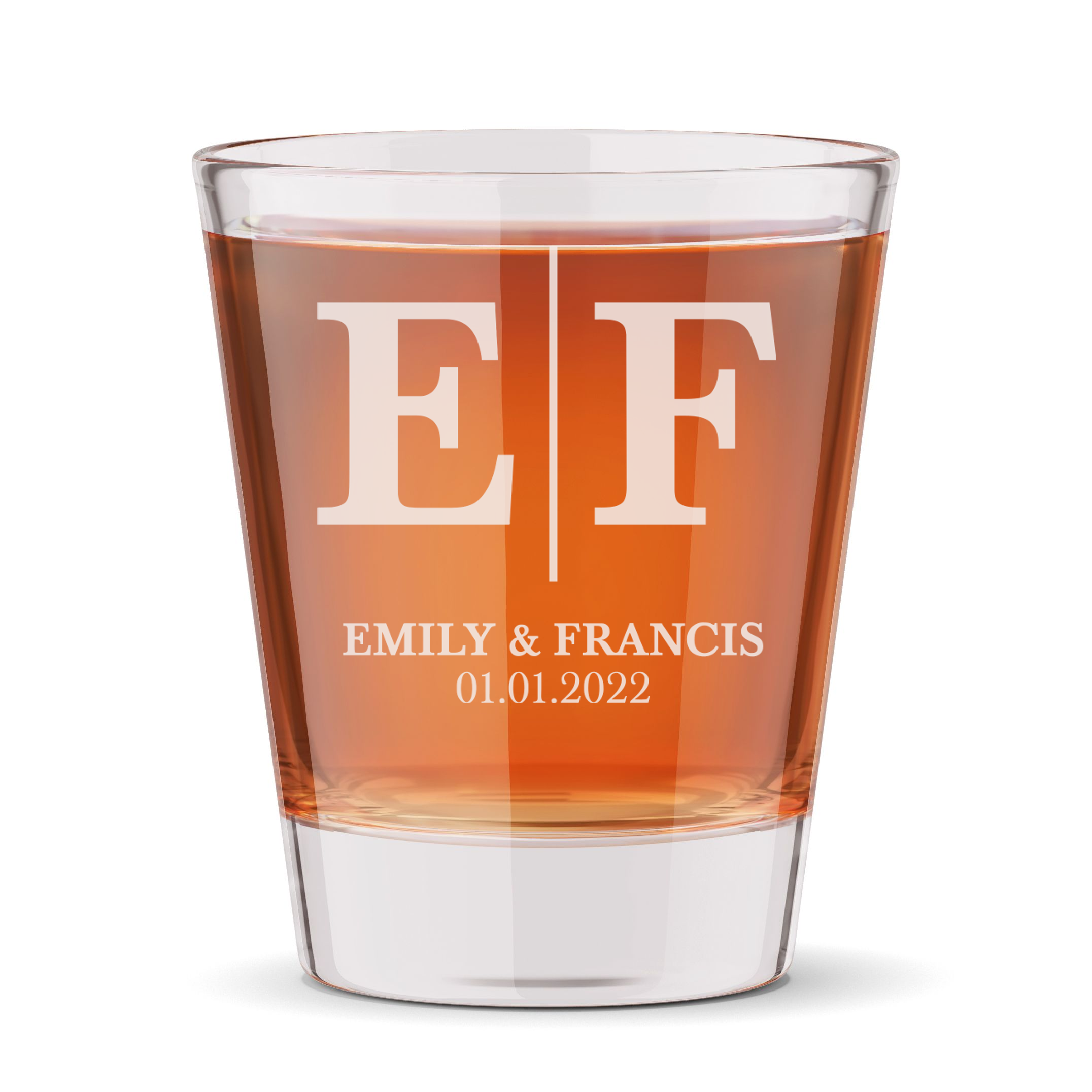 Personalized Wedding Themed Shot Glass Custom Engraved 1.5 oz Shot Glass