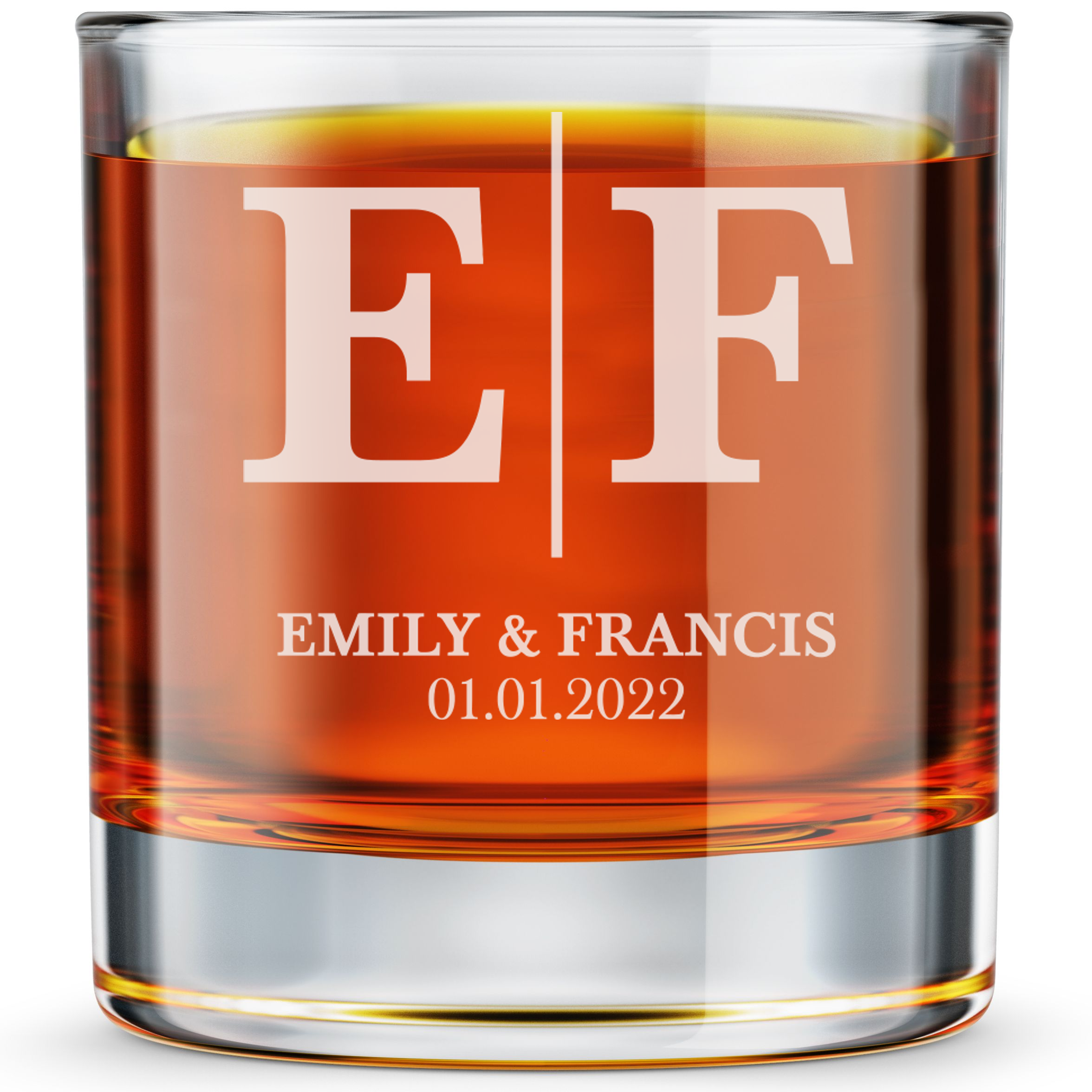 Personalized  Wedding Themed Whiskey Glass Custom Engraved Old Fashioned Glass 11 oz