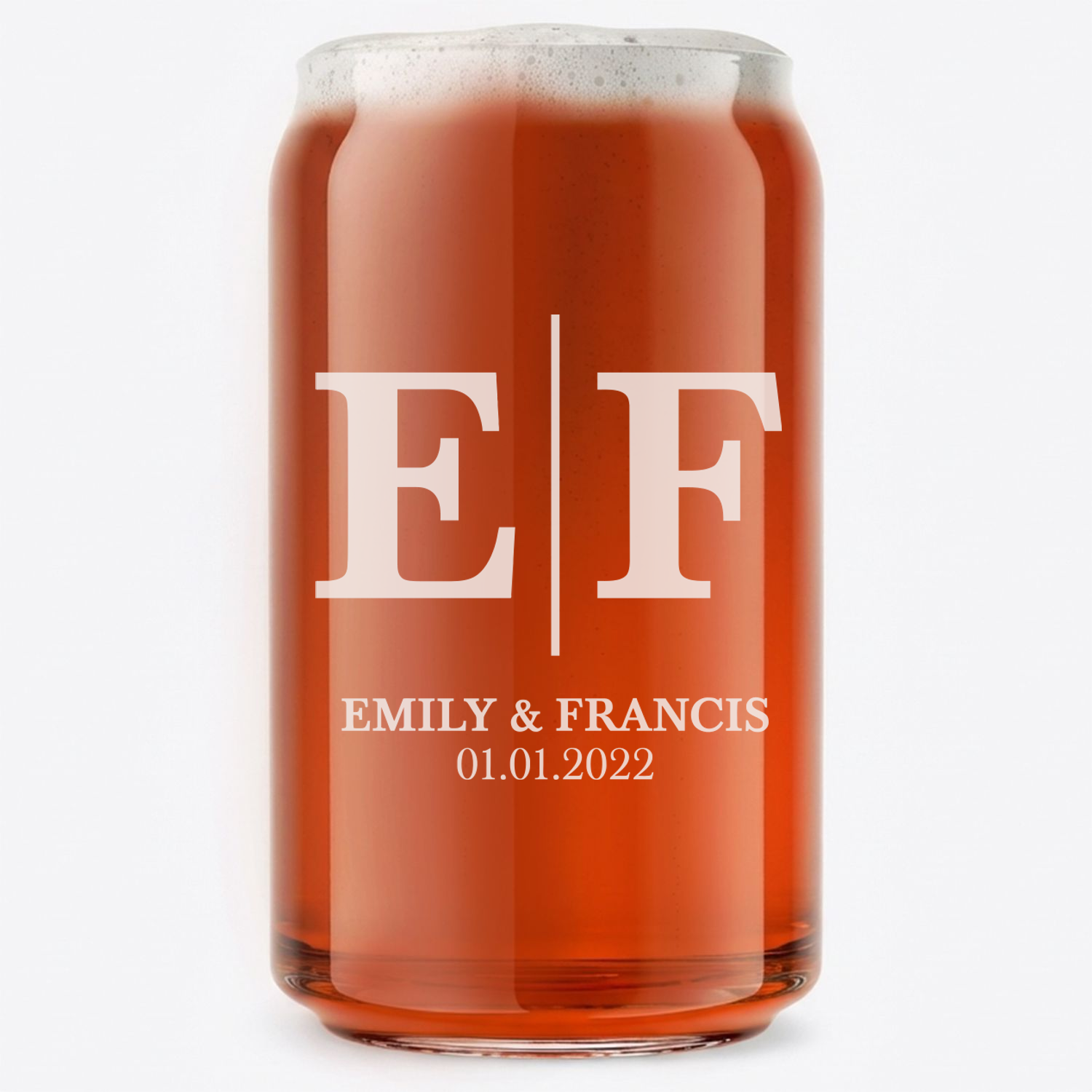 Personalized Wedding Themed Beer Can Custom Engraved 16 oz Beer Can Glass