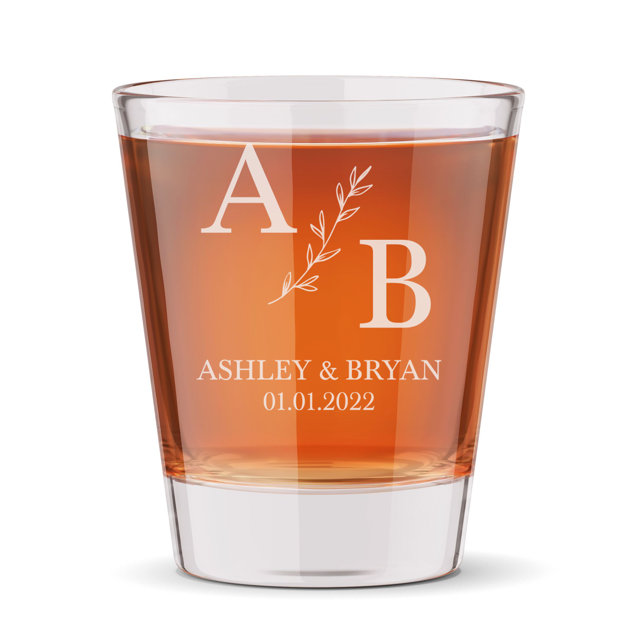 Personalized Wedding Themed Shot Glass Custom Engraved 1.5 oz Shot Glass