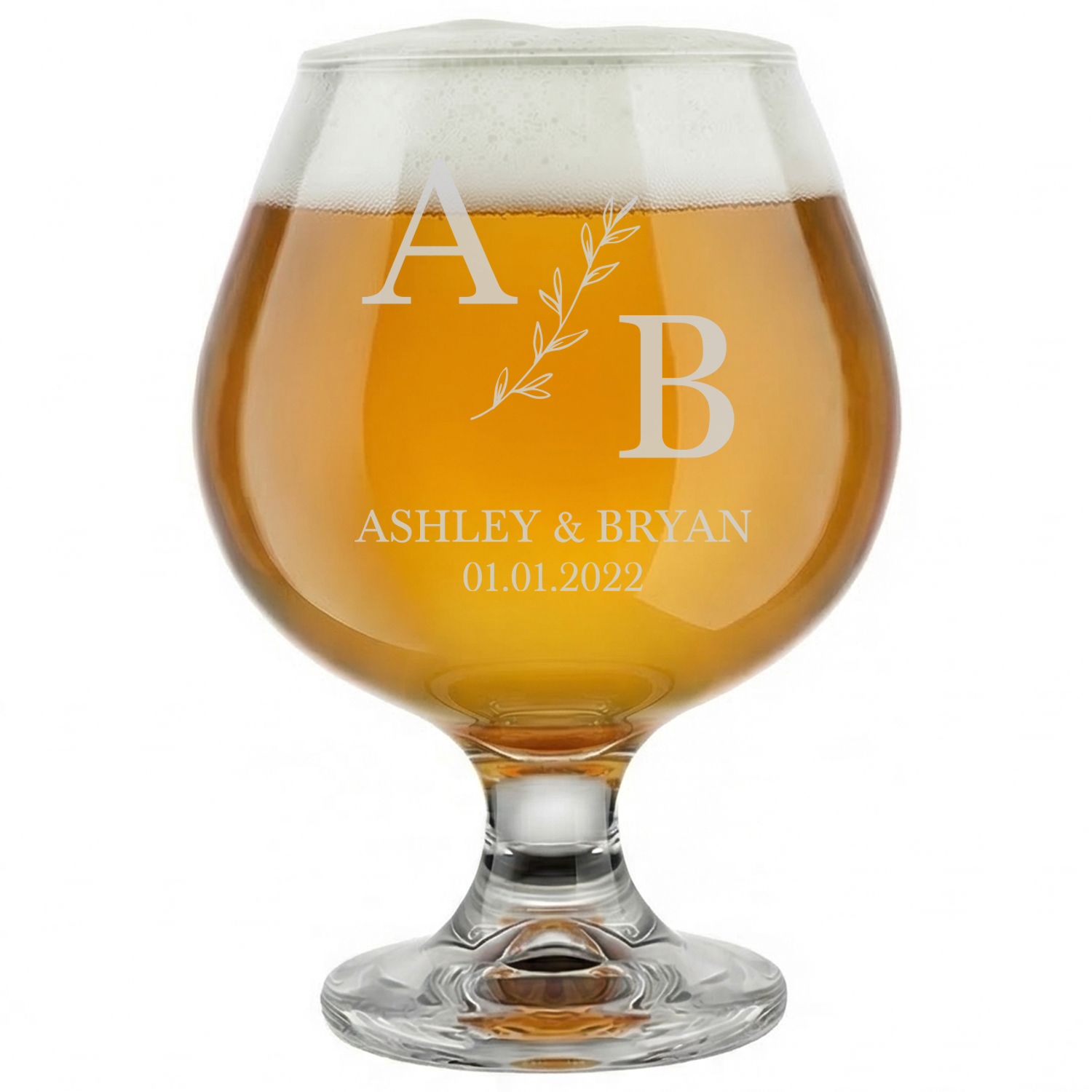Personalized Wedding Themed Snifter Custom Engraved 9 oz Snifter Glass