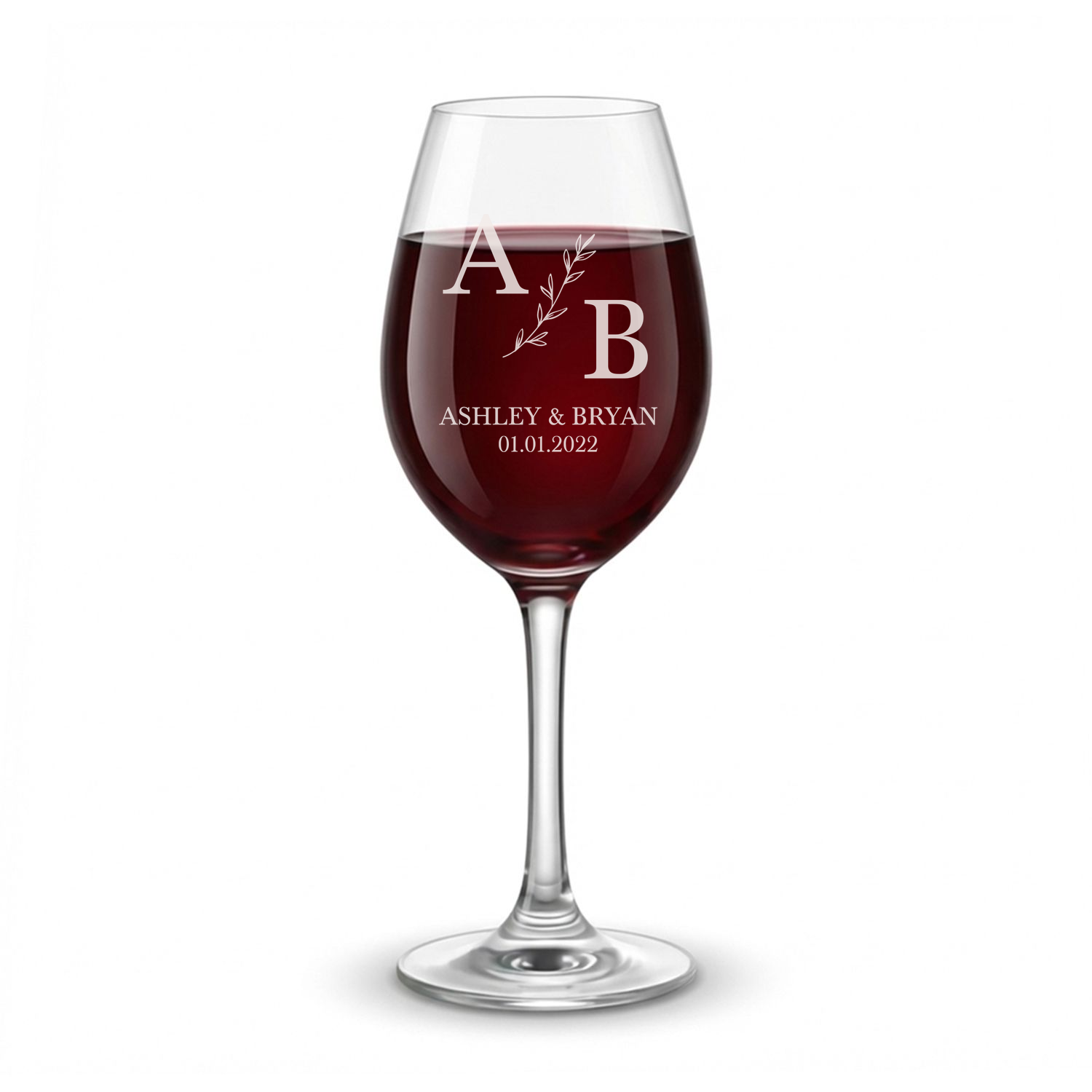 Personalized Wedding Themed Wine Glass Custom Engraved 13 oz Wine Glass