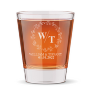 Personalized Wedding Themed Shot Glass with Names Custom Engraved 1.5 oz Shot Glass