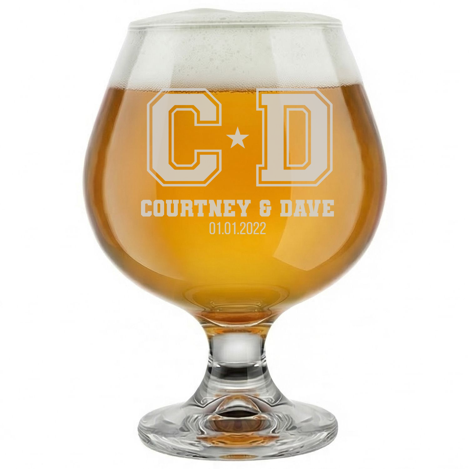 Personalized Wedding Themed Snifter with Names Custom Engraved 9 oz Snifter Glass