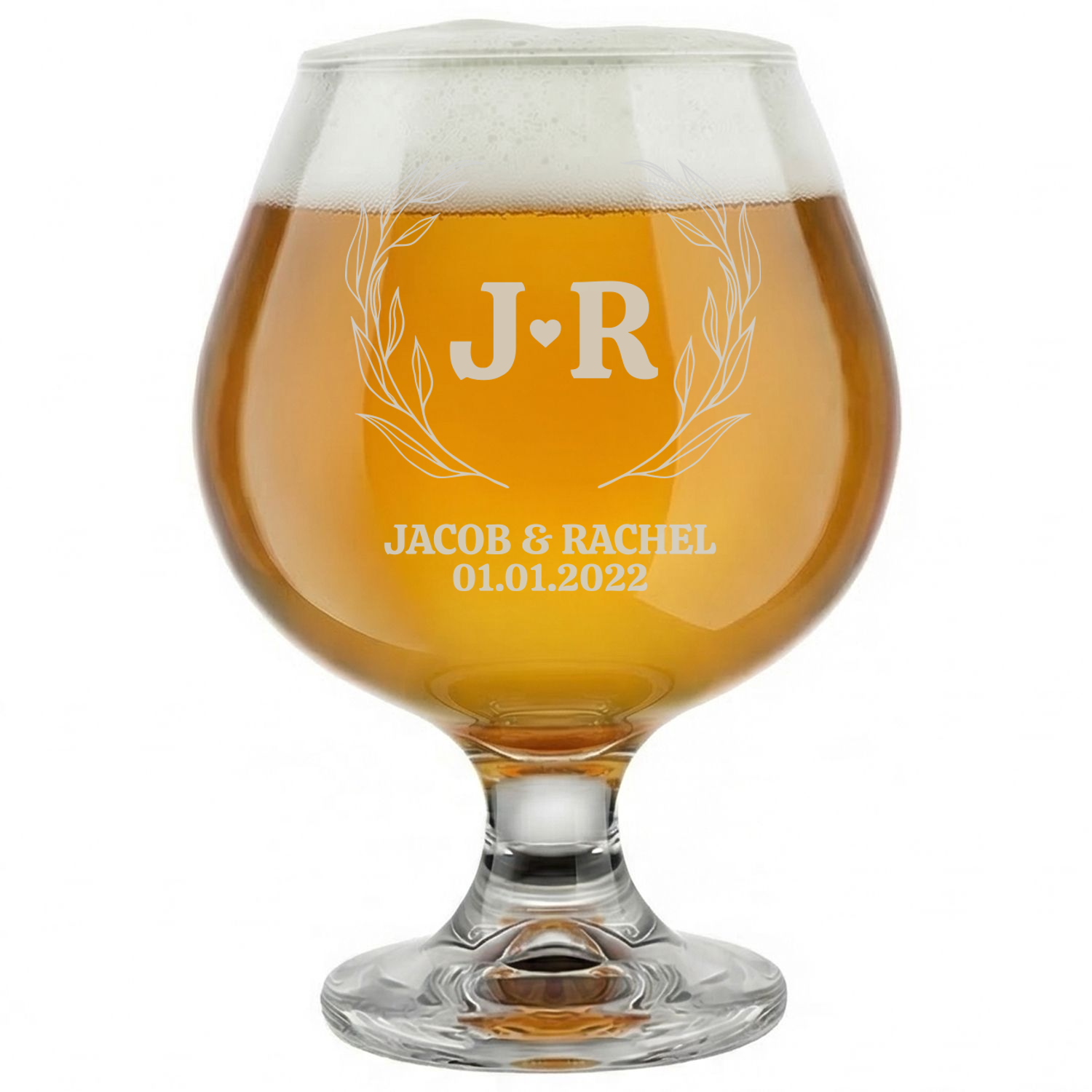 Personalized Wedding Themed Snifter with Names Custom Engraved 9 oz Snifter Glass