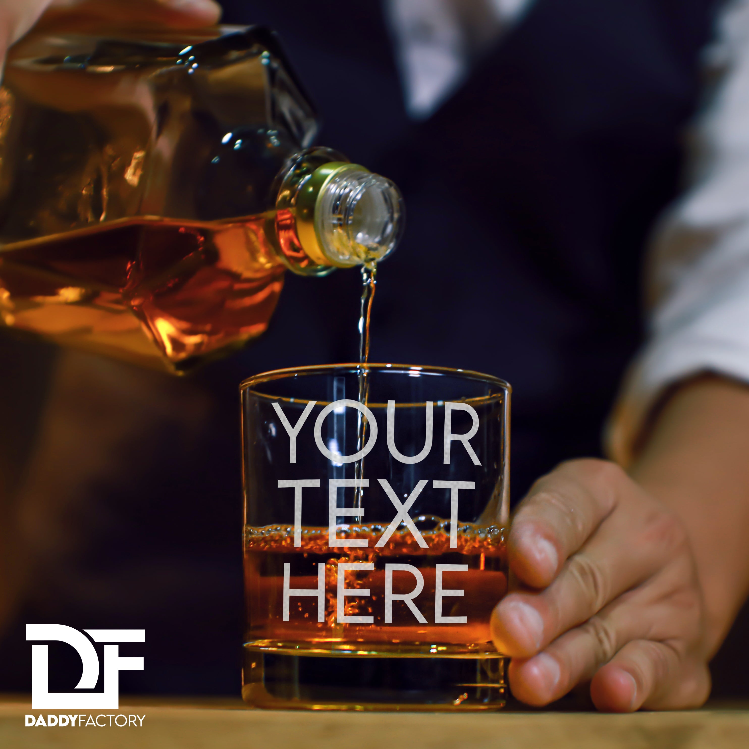 Custom Text Engraved Old Fashioned Whiskey Glass - Personalized