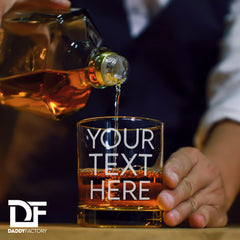 Custom Text Engraved Old Fashioned Whiskey Glass - Personalized