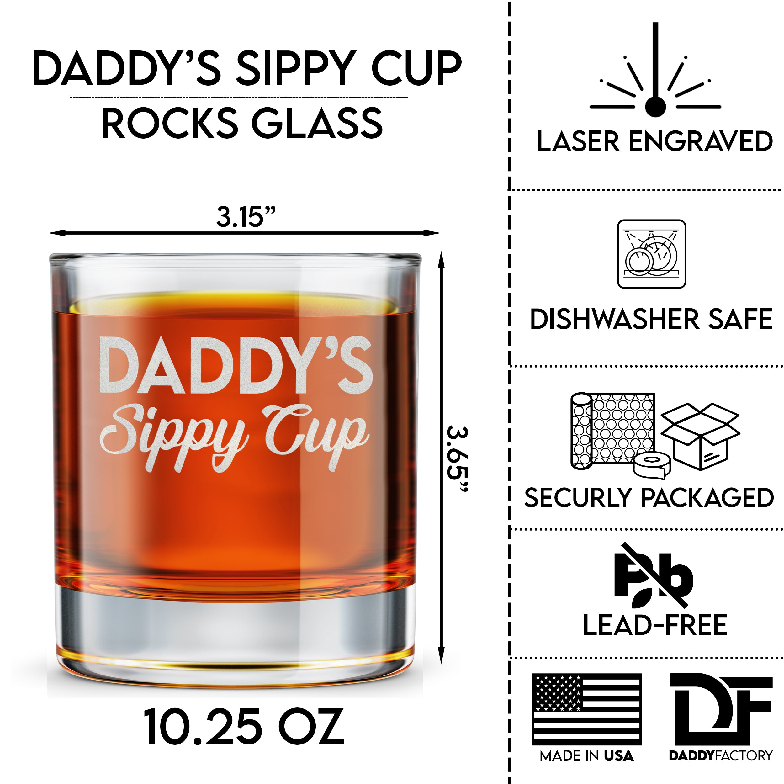 Daddy's Sippy Cup - Engraved Old Fashioned Glass