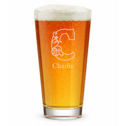 Personalized 1 Letter Floral Themed Monogram Pint Glass Custom Engraved 16 oz Tall Pint Glass