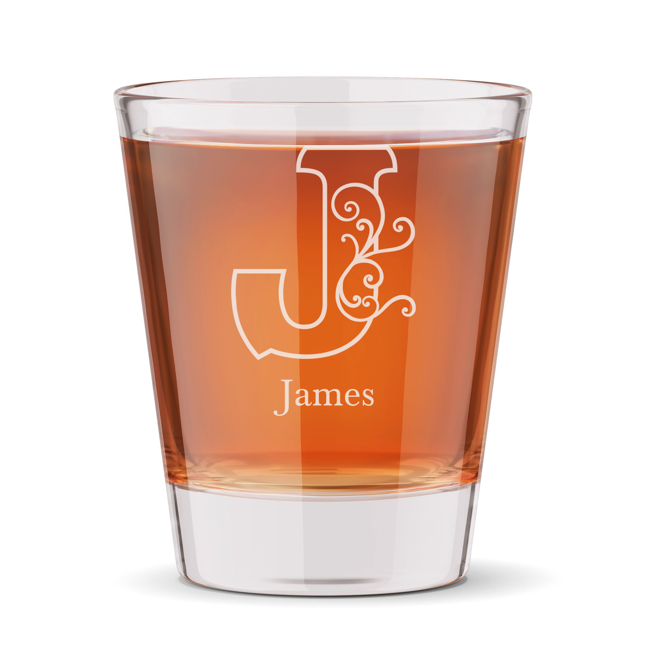 Personalized 1 Letter Floral Themed Monogram Shot Glass Custom Engraved 1.5 oz Shot Glass
