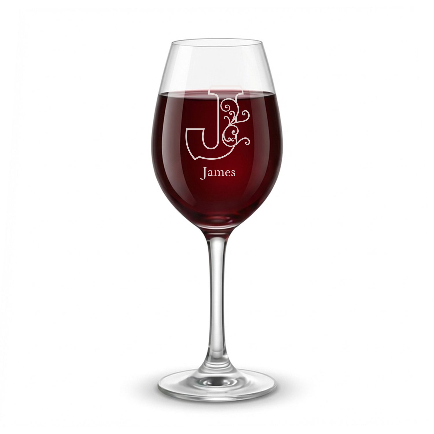 Personalized 1 Letter Floral Themed Monogram Wine Glass Custom Engraved 13 oz Wine Glass