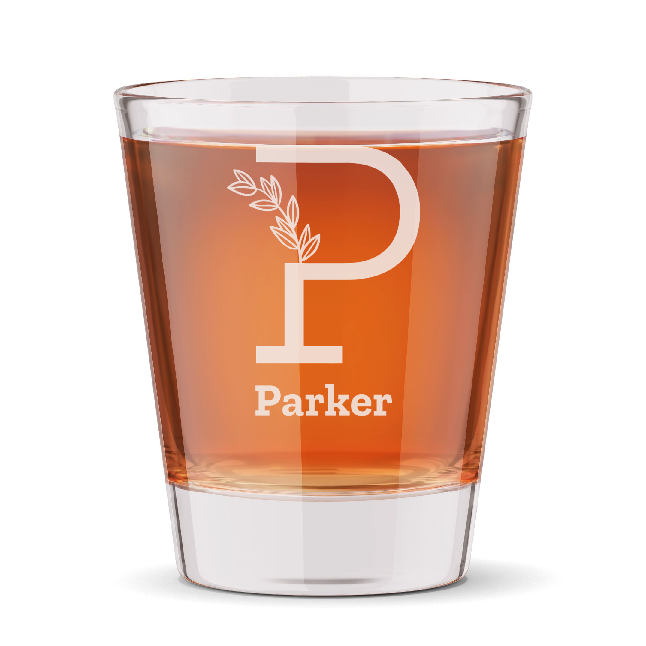 Personalized 1 Letter Floral Themed Monogram Shot Glass Custom Engraved 1.5 oz Shot Glass
