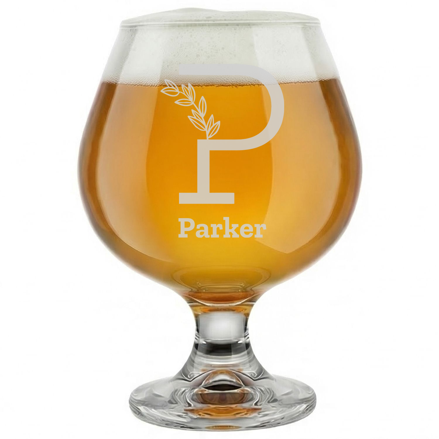Personalized 1 Letter Floral Themed Monogram Snifter Custom Engraved 9 oz Snifter Glass