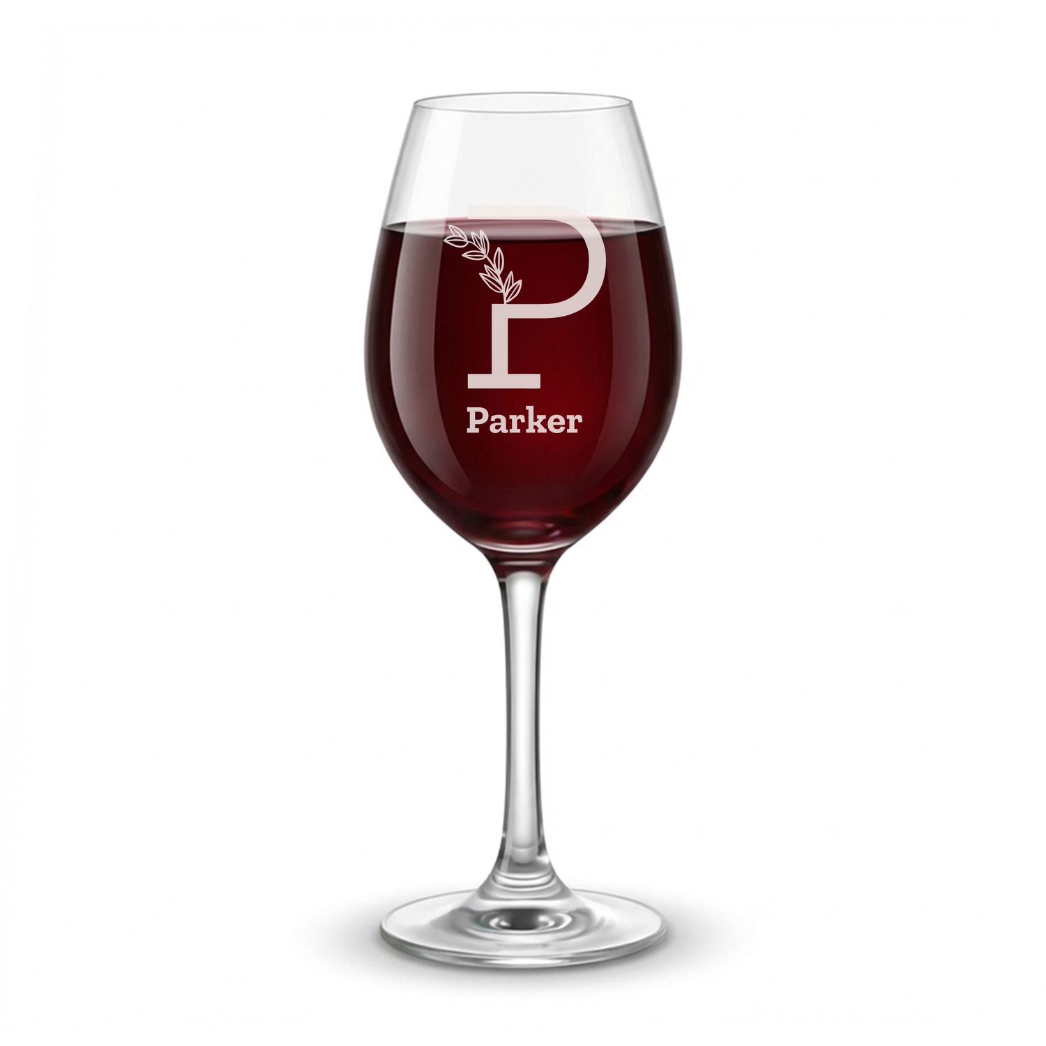 Personalized 1 Letter Floral Themed Monogram Wine Glass Custom Engraved 13 oz Wine Glass