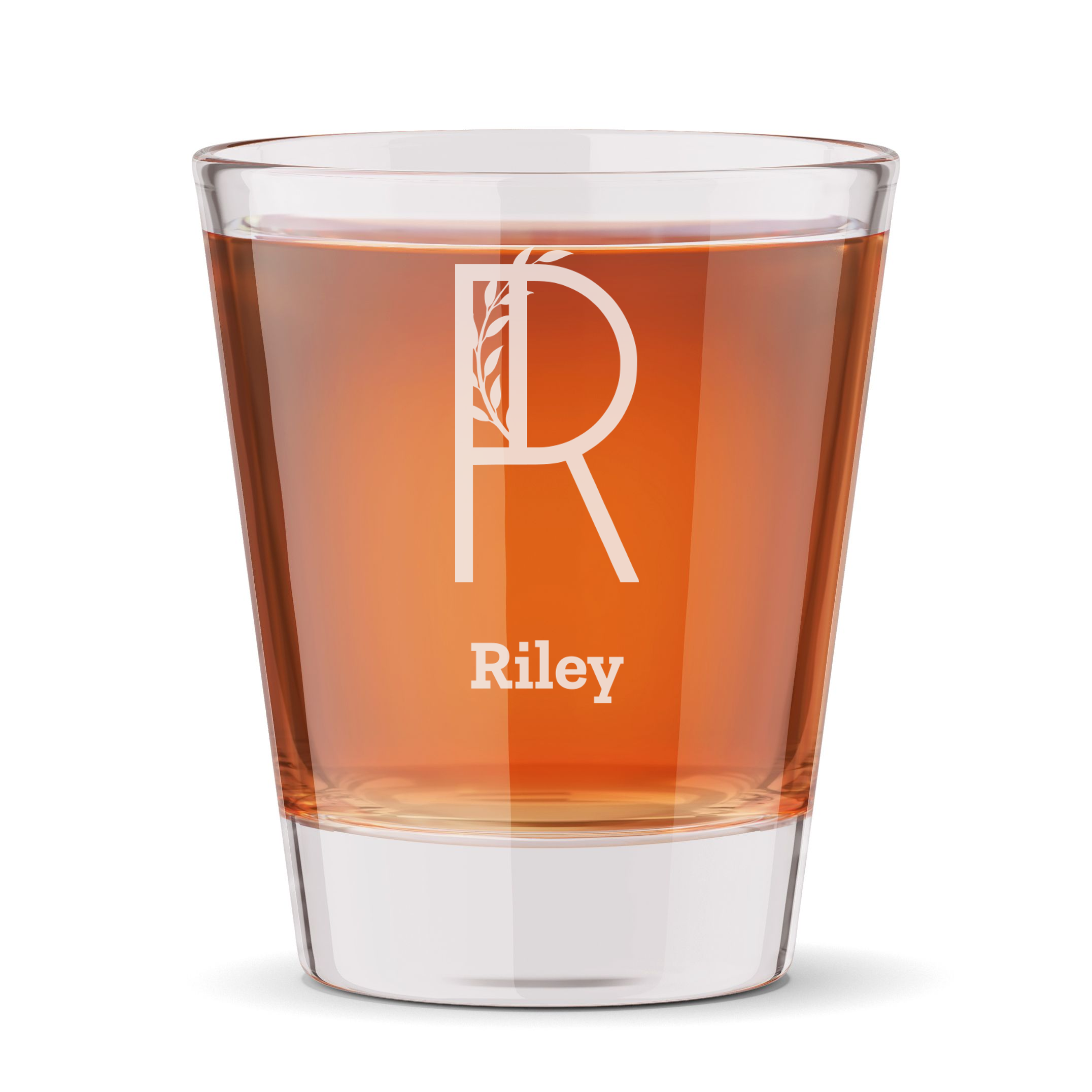 Personalized 1 Letter Floral Themed Monogram Shot Glass Custom Engraved 1.5 oz Shot Glass
