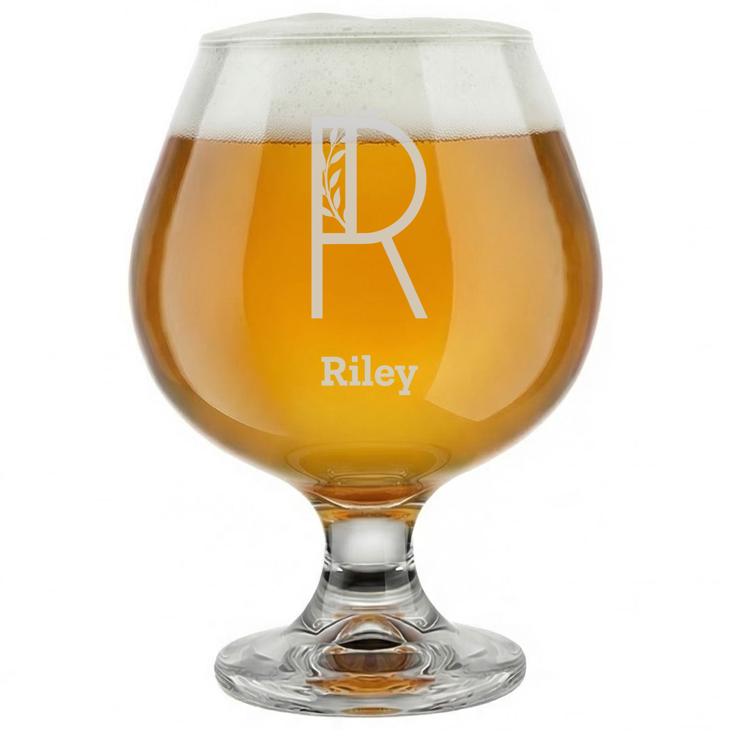Personalized 1 Letter Floral Themed Monogram Snifter Custom Engraved 9 oz Snifter Glass