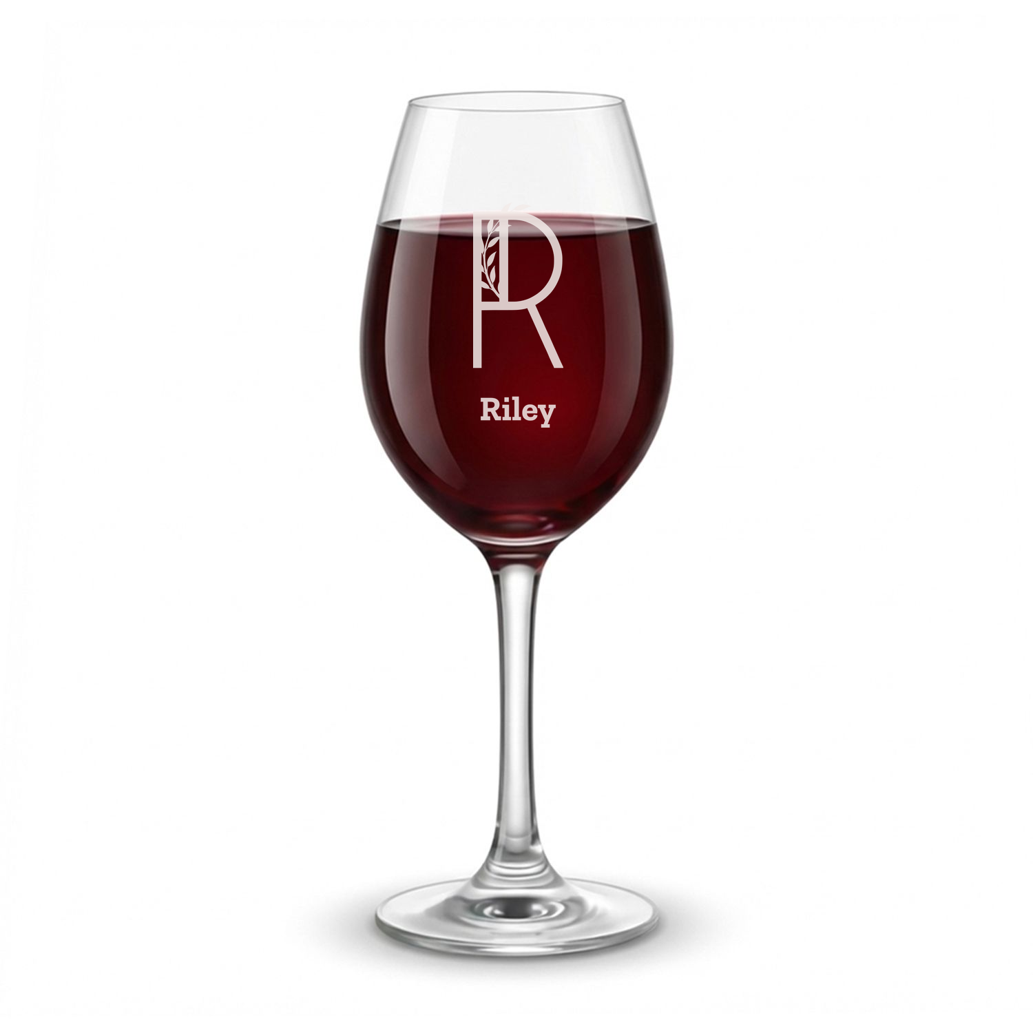 Personalized 1 Letter Floral Themed Monogram Wine Glass Custom Engraved 13 oz Wine Glass